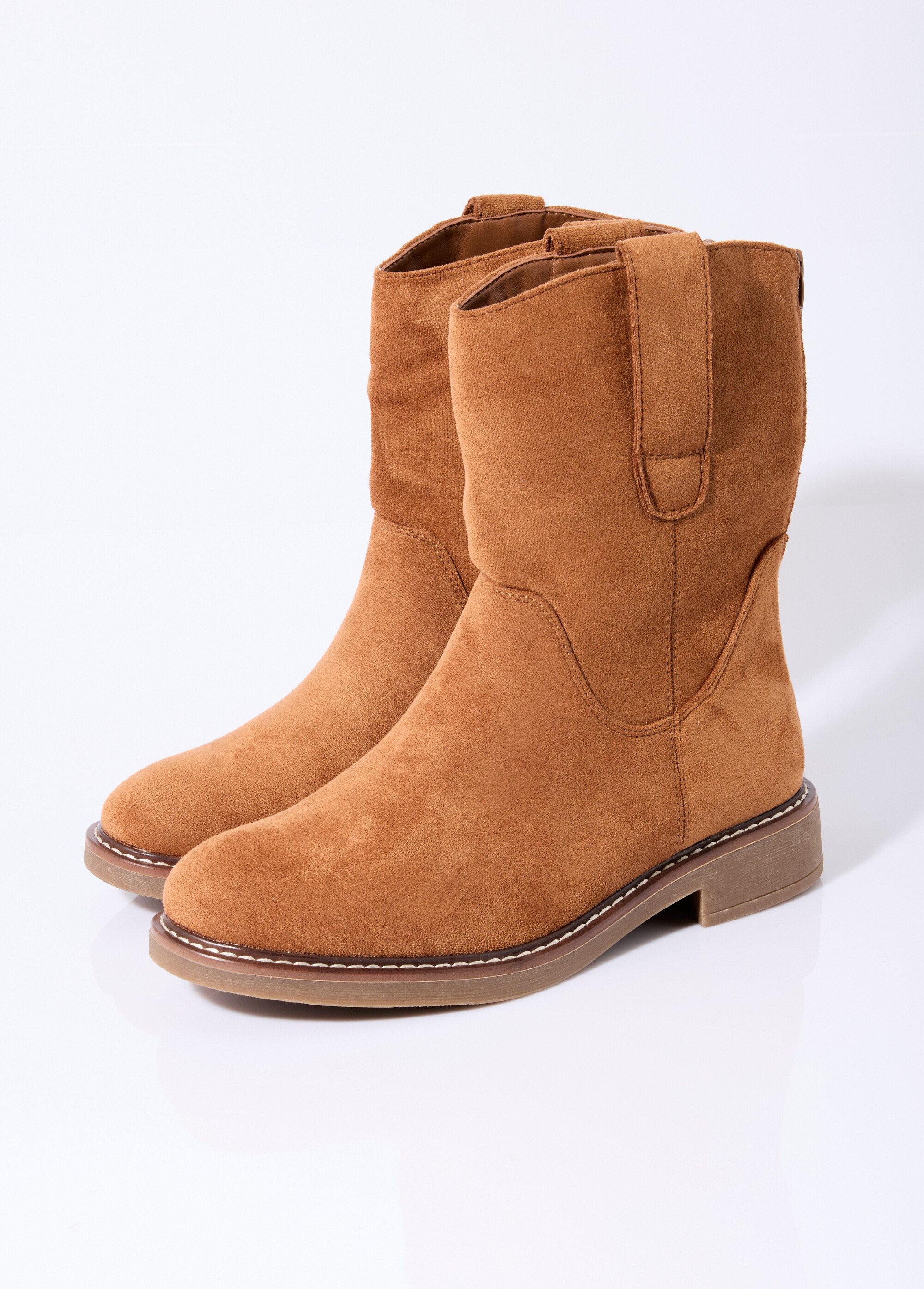 Bottines plates en suédine Femme Marron LADF6610 DE1