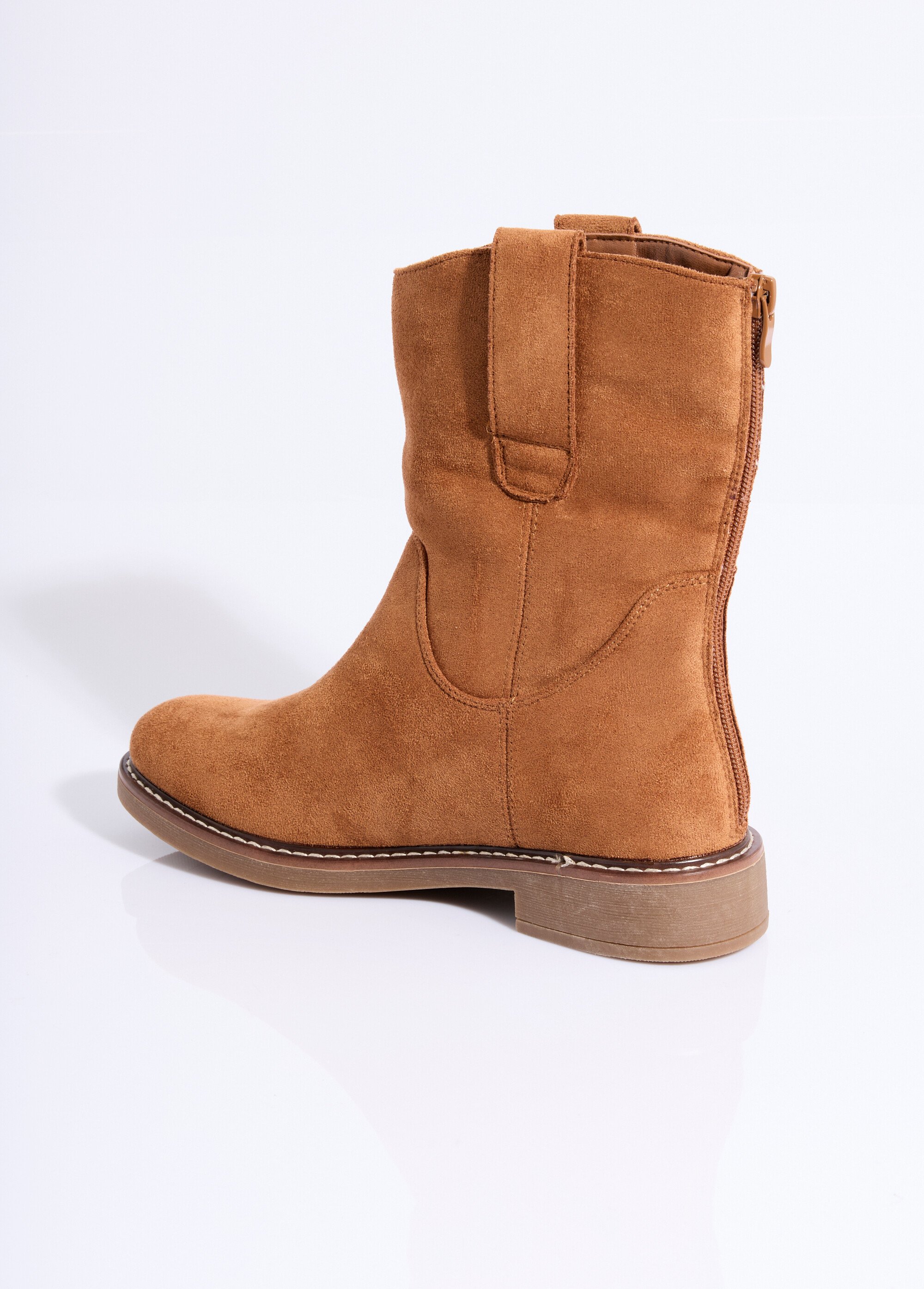 Bottines plates en suédine Femme Marron LADF6610 DO1