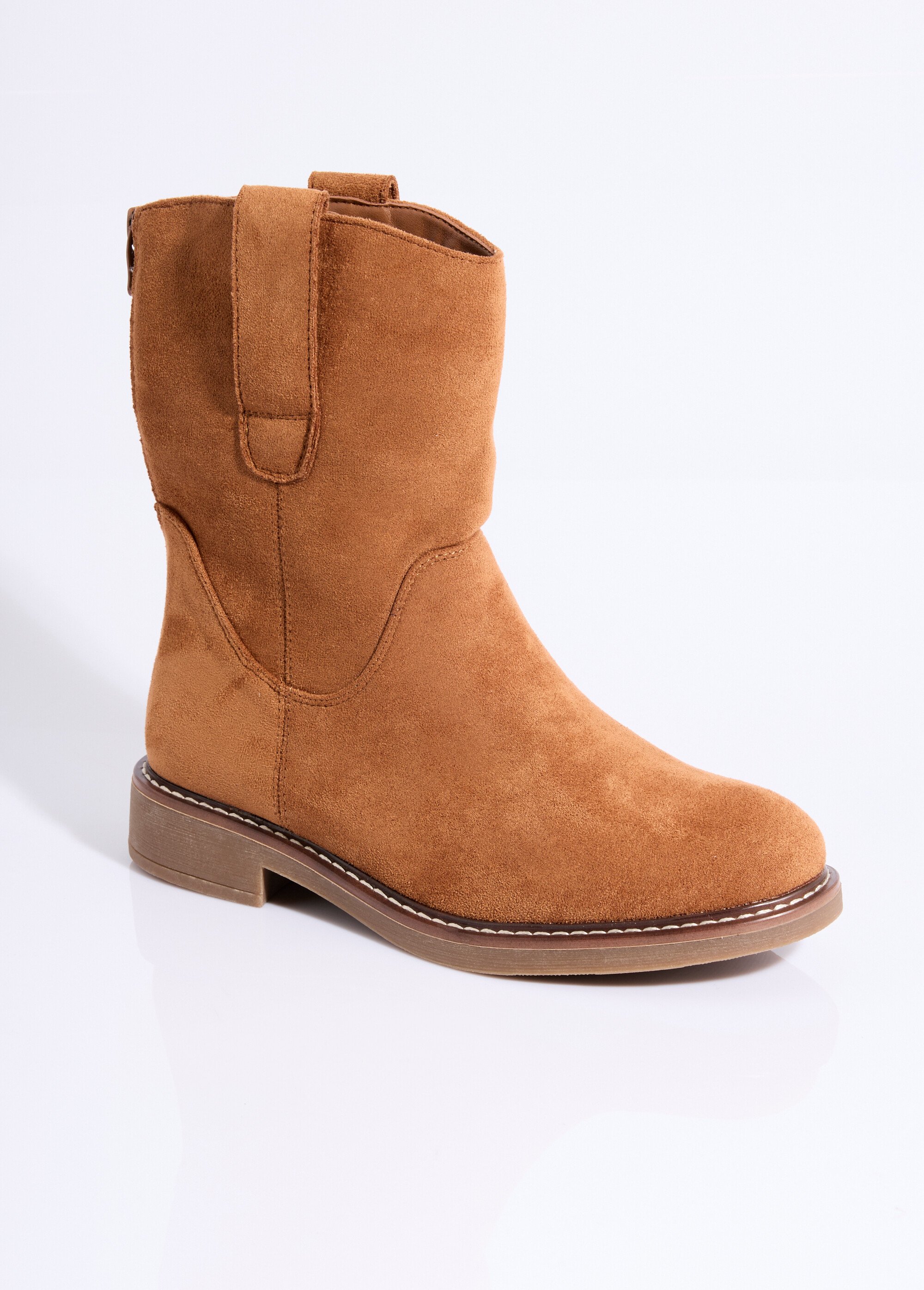 Bottines plates en suédine Femme Marron LADF6610 FA1