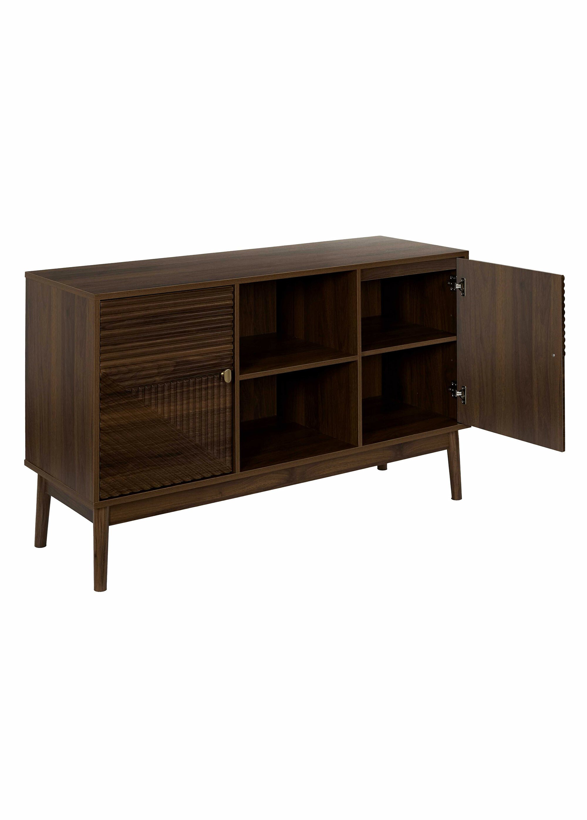 Buffet 2 portes en bois foncé rainuré