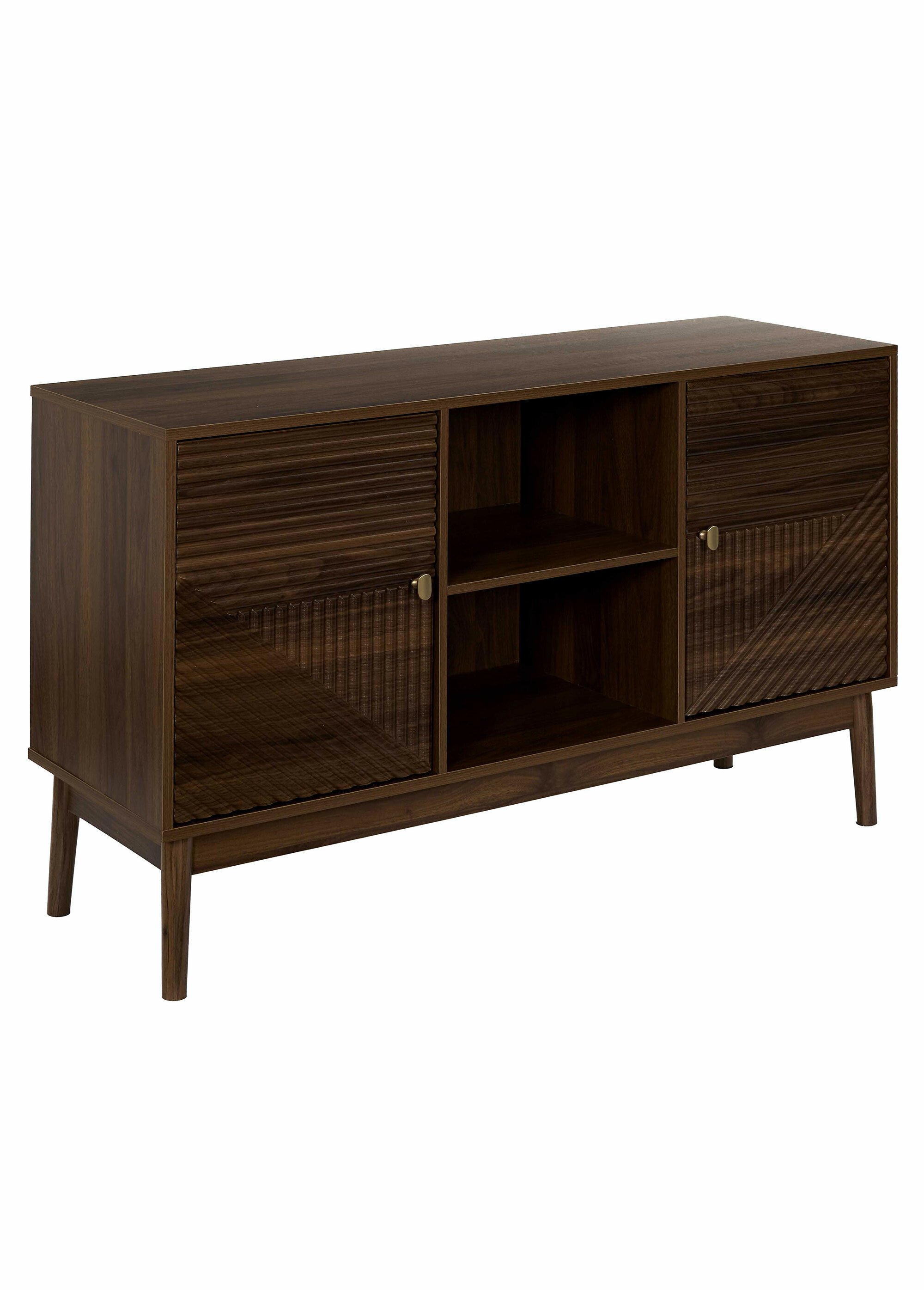 Buffet 2 portes en bois foncé rainuré