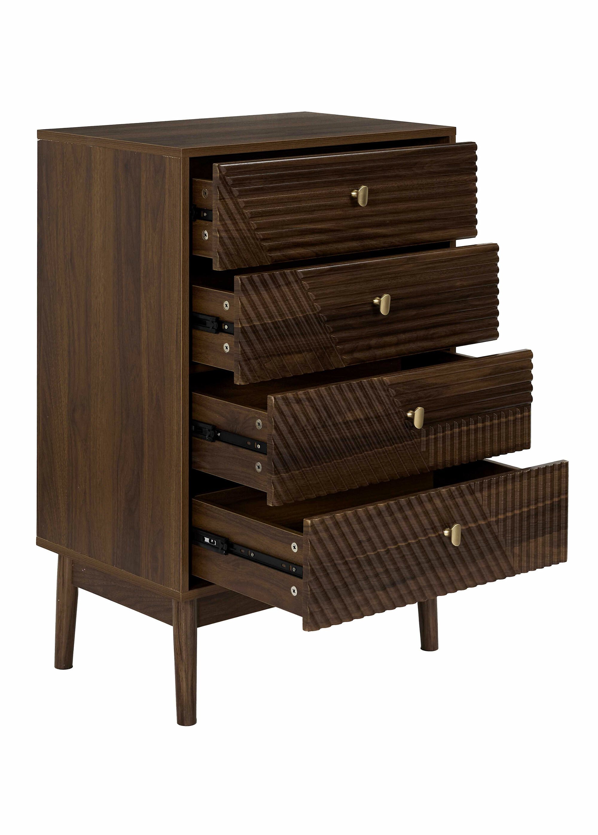 Commode 4 tiroirs, bois foncé rainuré MARRON CMP-HD0560 DE1