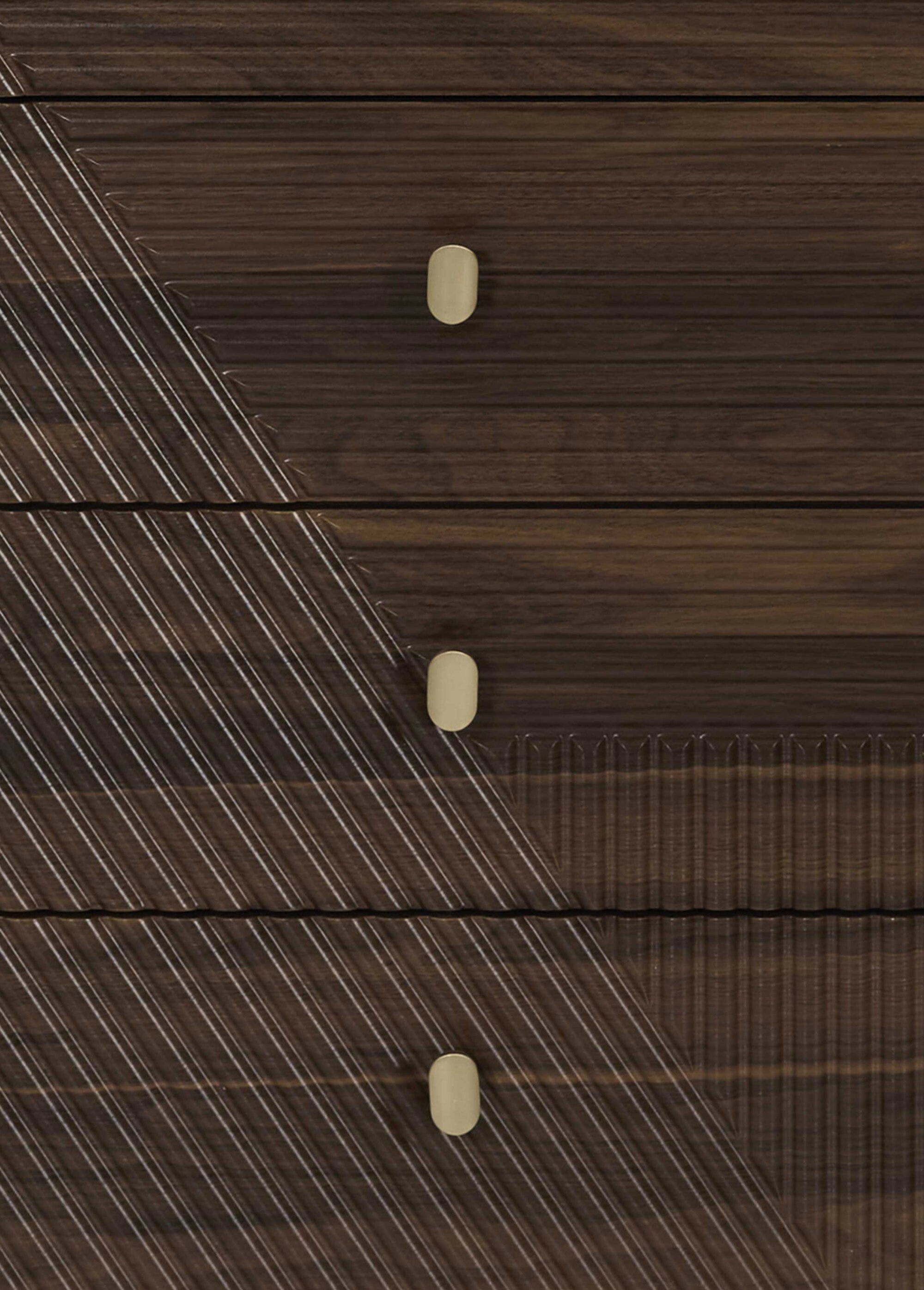 Commode 4 tiroirs, bois foncé rainuré MARRON CMP-HD0560 DE3