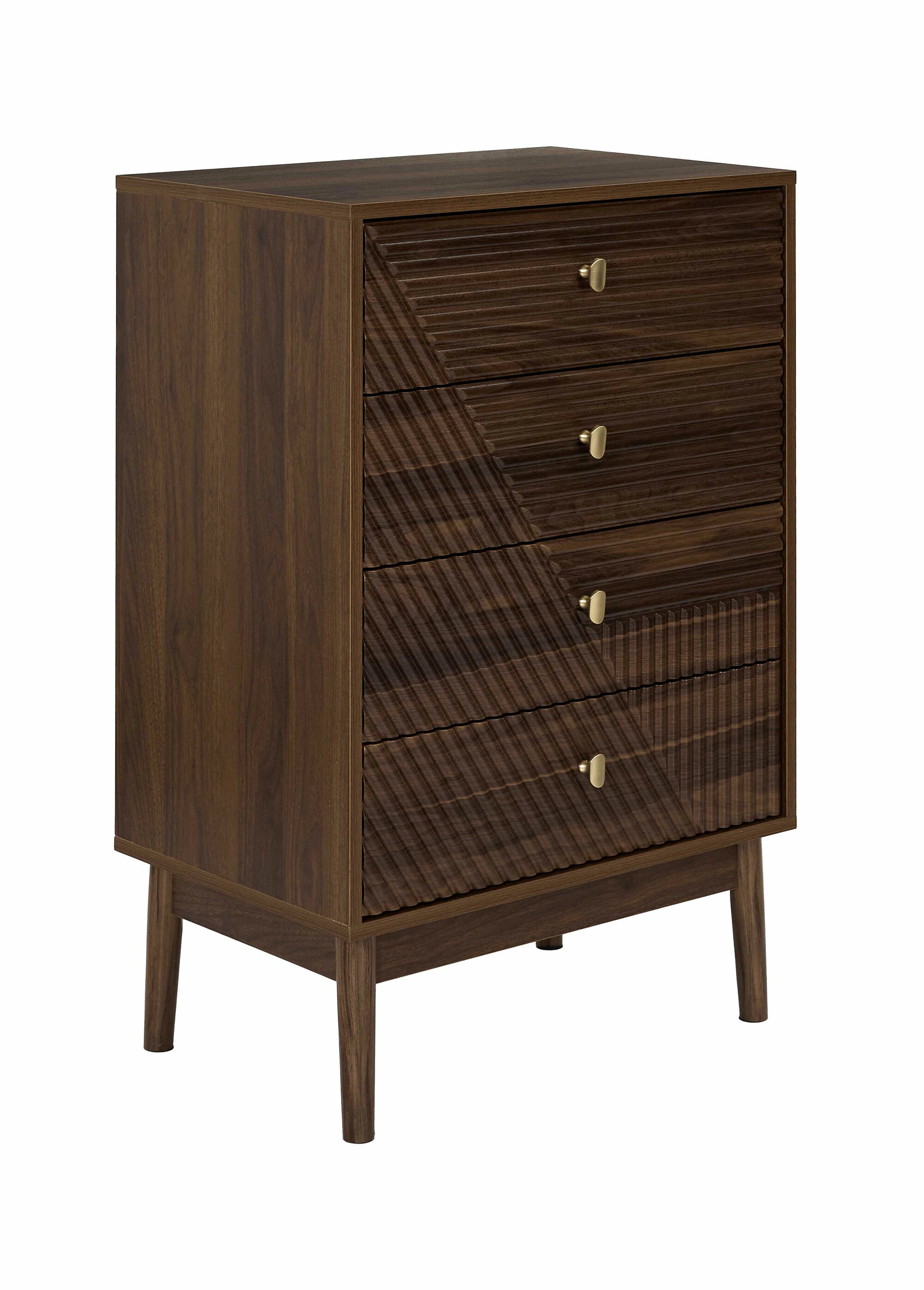 Commode 4 tiroirs, bois foncé rainuré MARRON CMP-HD0560 FA1