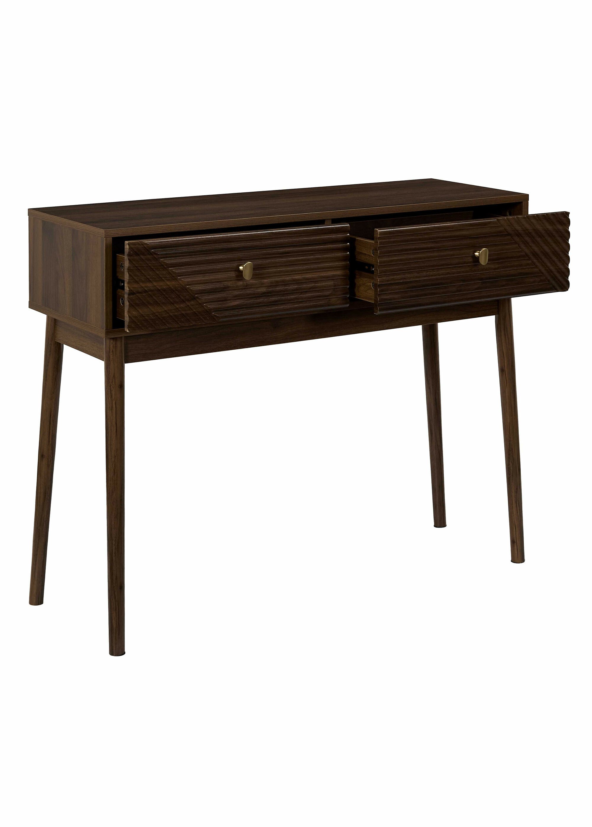 Console en bois foncé rainuré