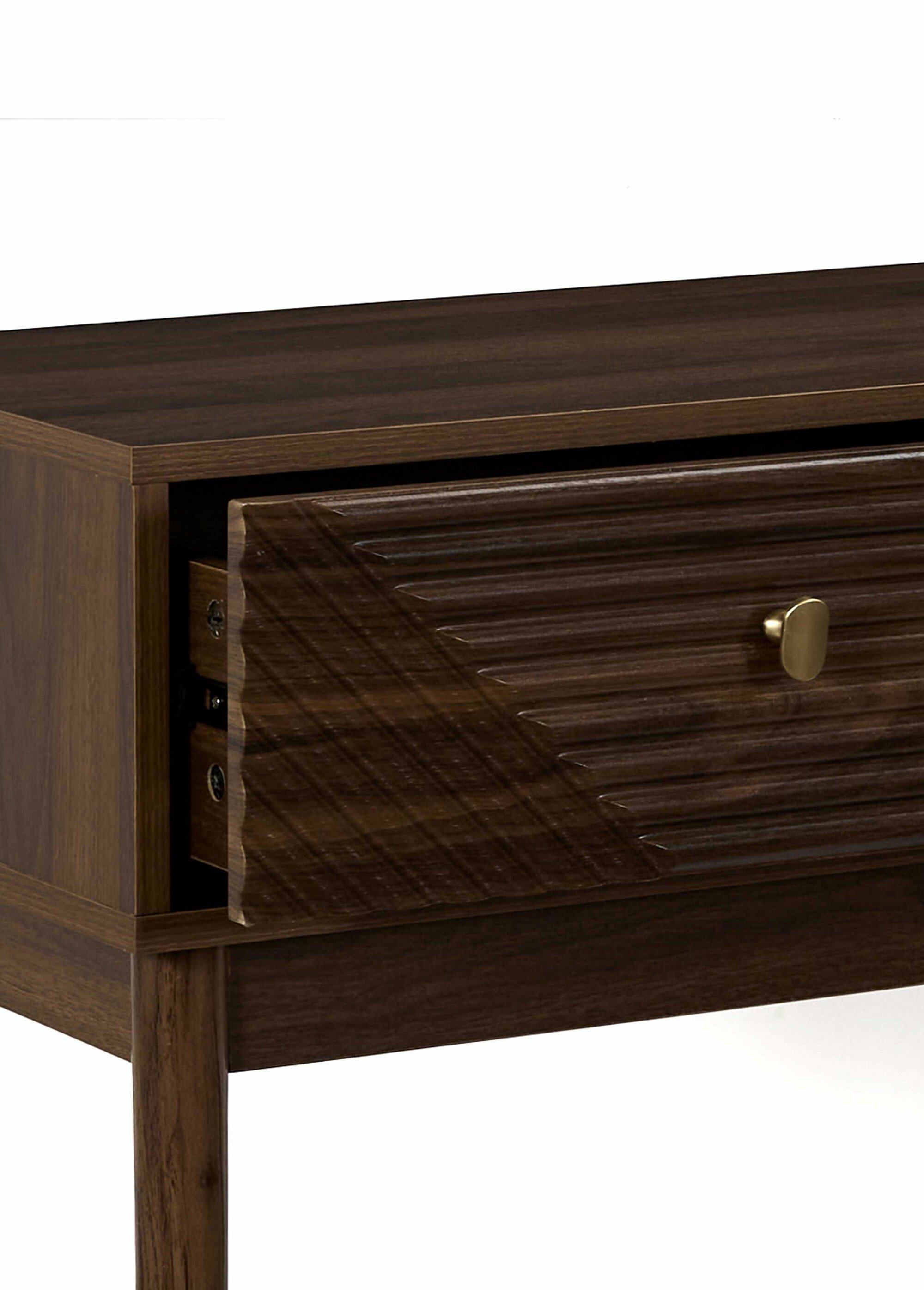 Console en bois foncé rainuré MARRON CMP-HD0563 DE2