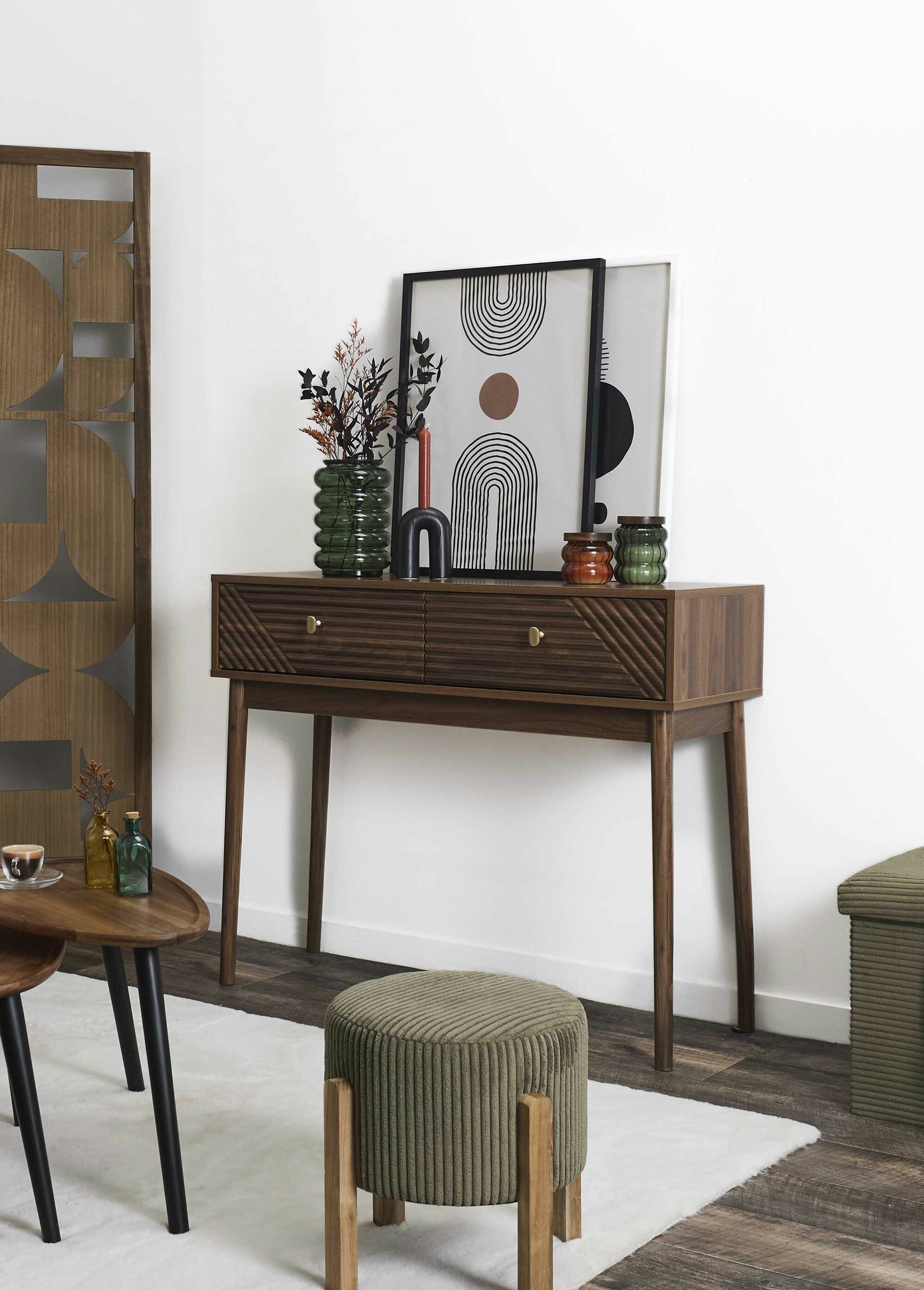 Console en bois foncé rainuré MARRON CMP-HD0563 SI1