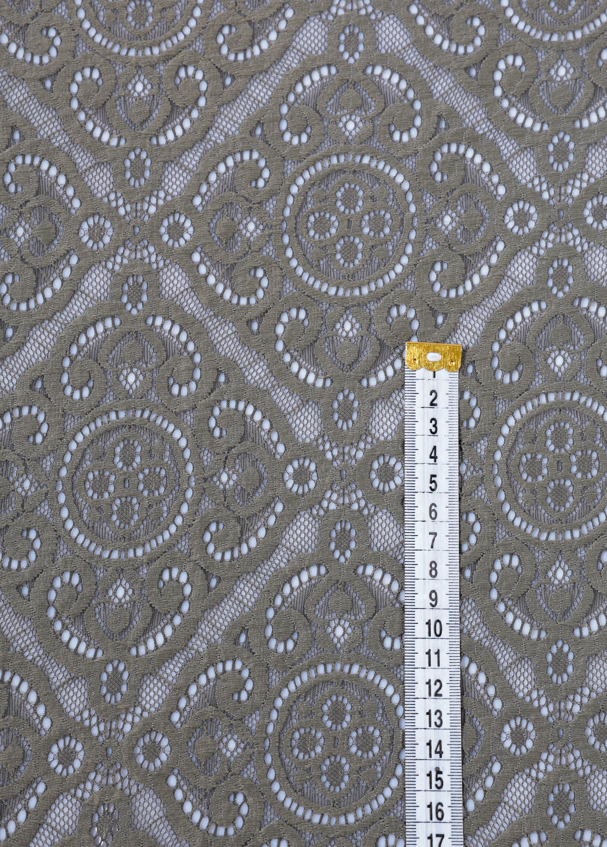 Coupon dentelle fleurie géométrique, 3K VERT COT150518BIS DE1