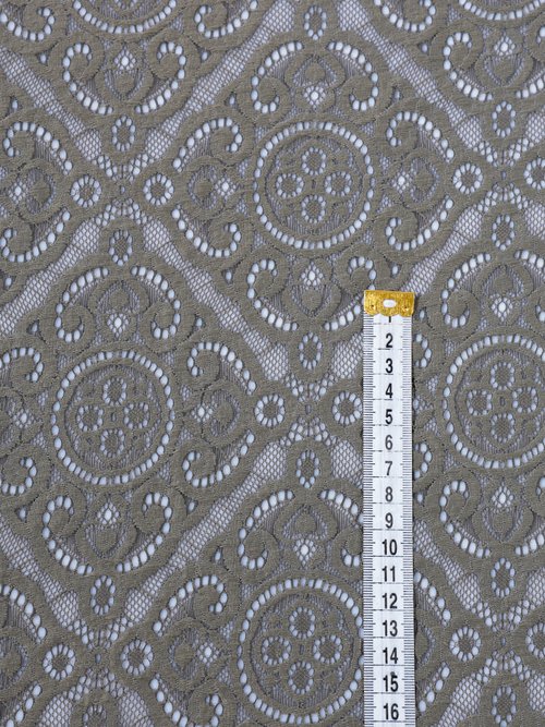 Coupon dentelle fleurie géométrique, 3K VERT COT150518BIS DE1