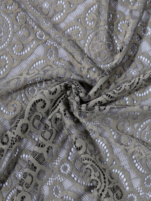 Coupon dentelle fleurie géométrique, 3K VERT COT150518BIS FA1