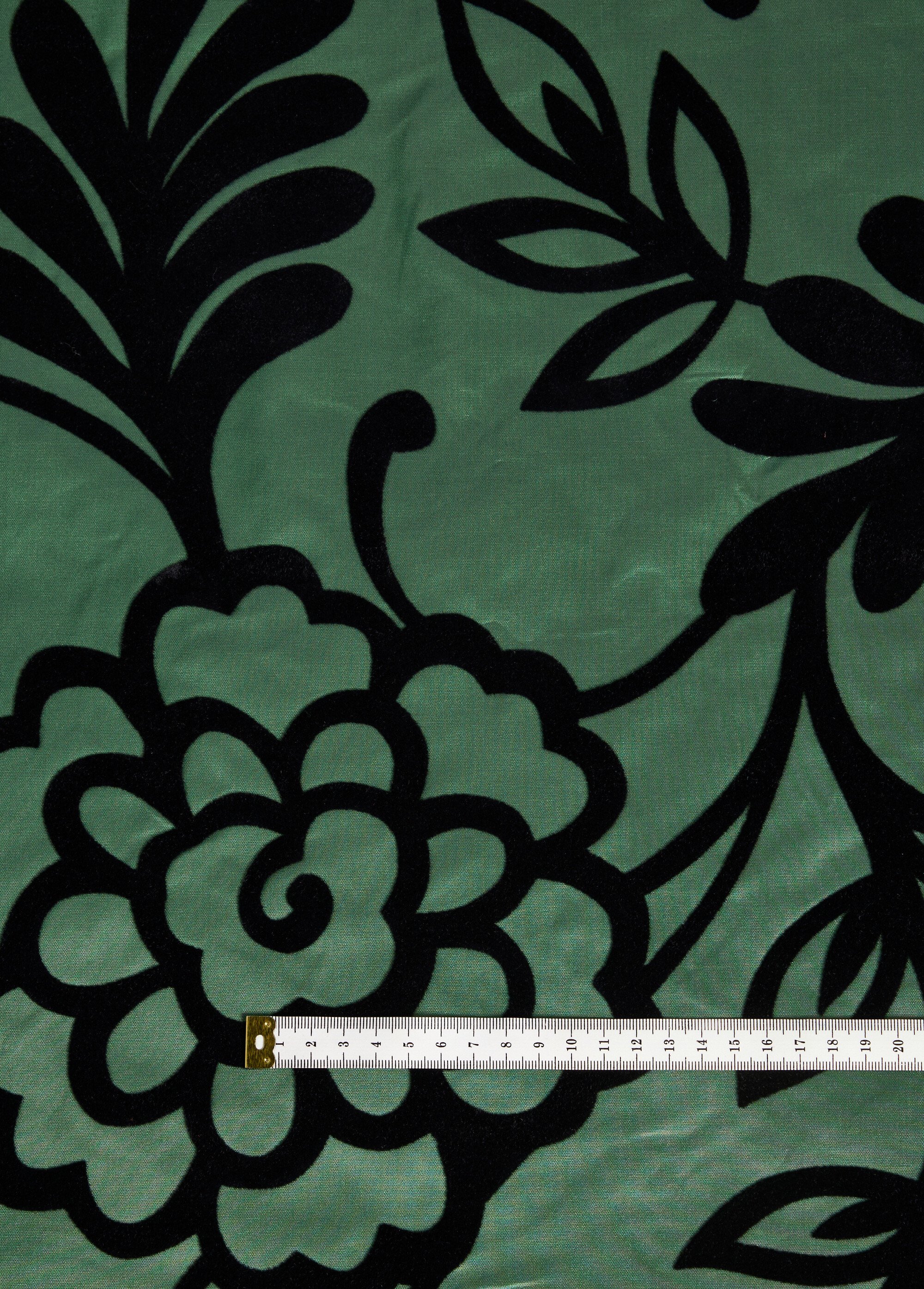 Coupon tissu déco en taffetas, Fleurs VERT COT148552-1 DE1