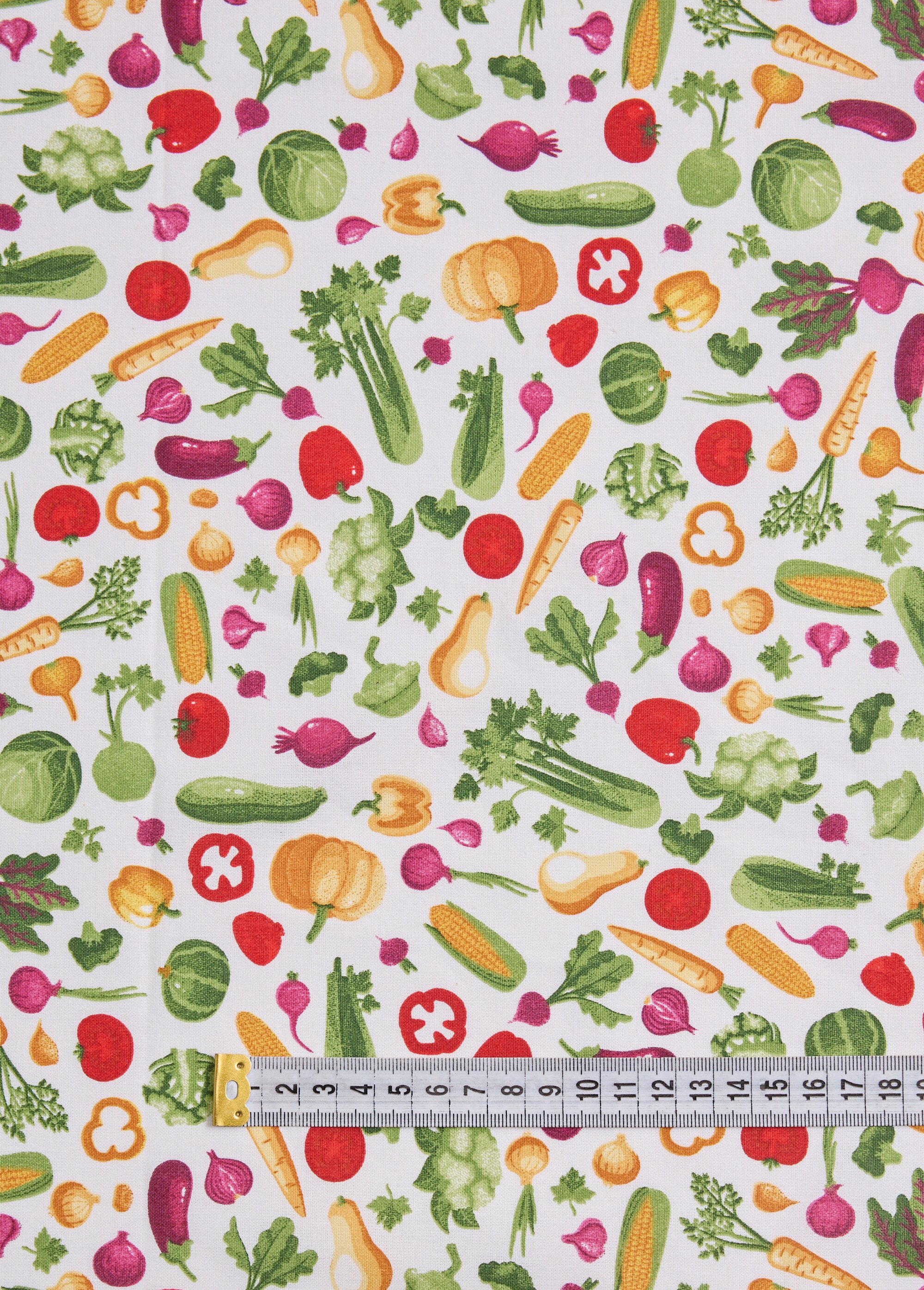 Coupon tissu déco légumes VERT COT106466 DE1