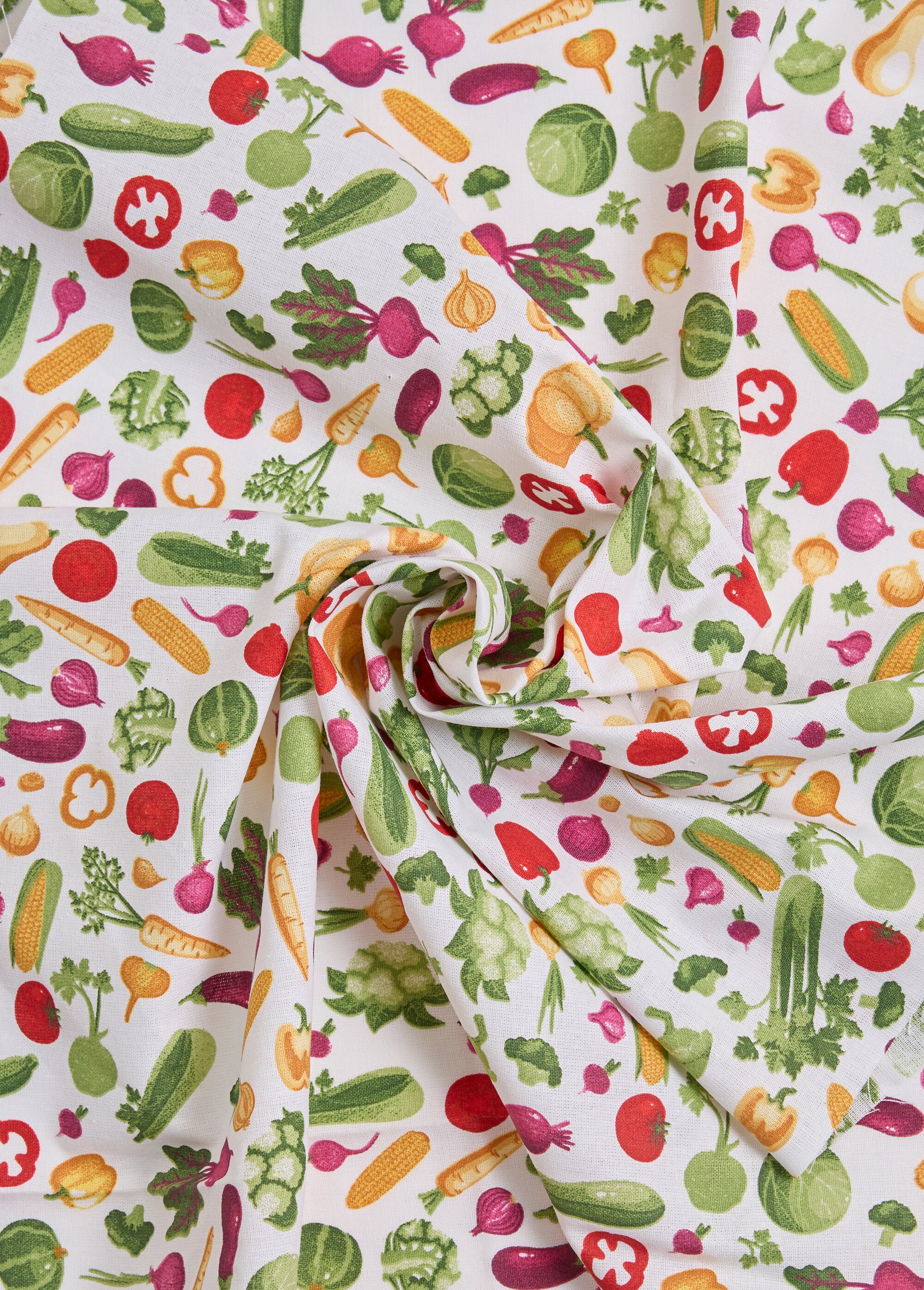 Coupon tissu déco légumes VERT COT106466 FA1