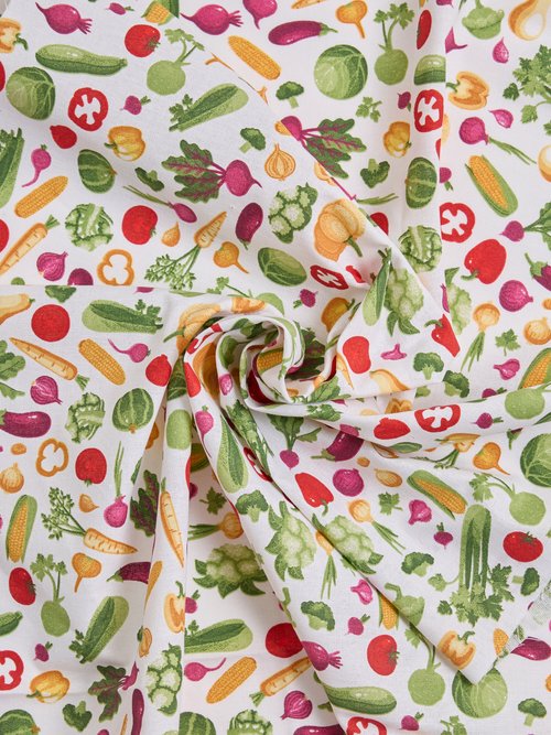 Coupon tissu déco légumes VERT COT106466 FA1