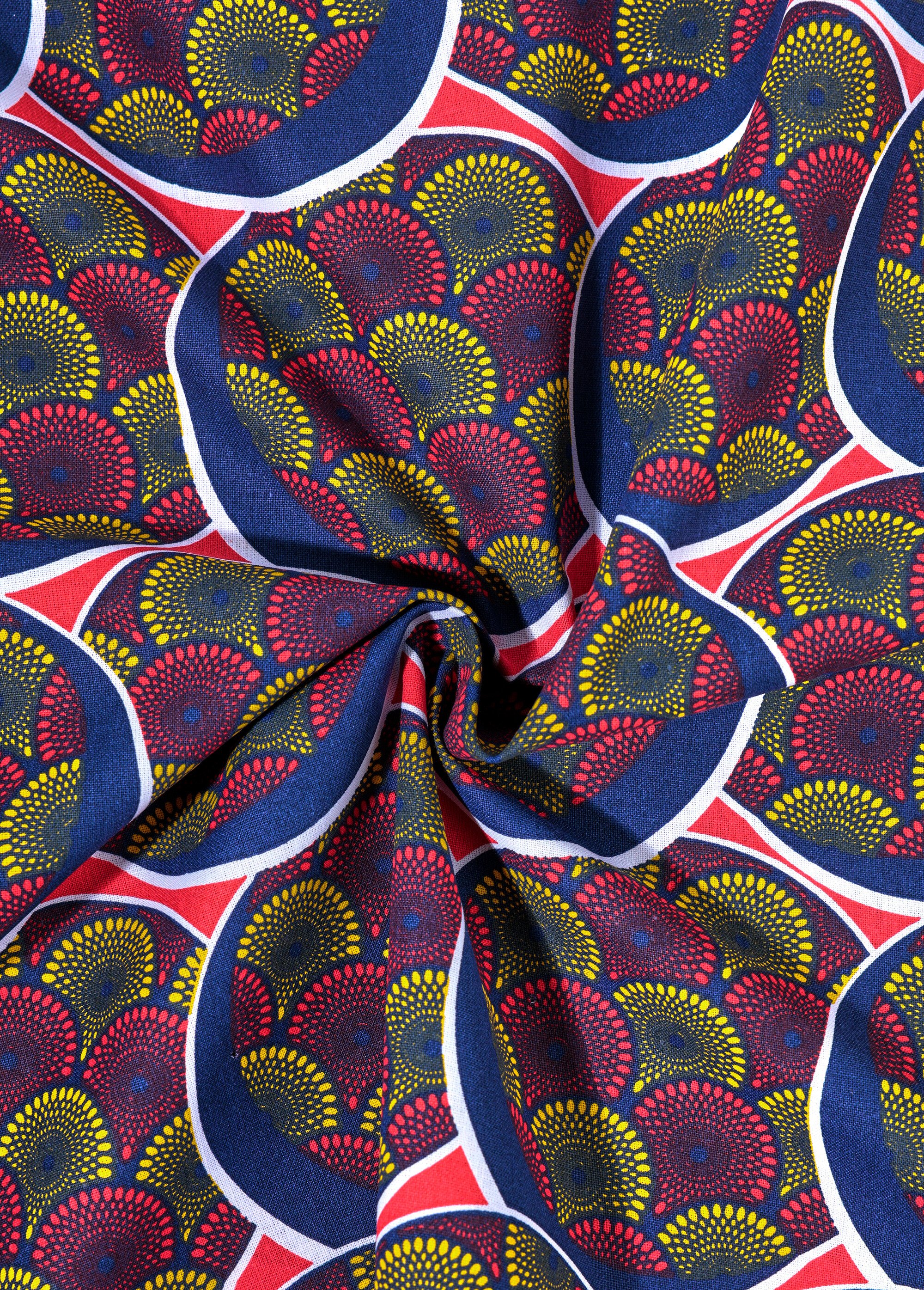 Coupon tissu ethnique Wax MR, 0,5x1,5m BLEU COT50895 FA1