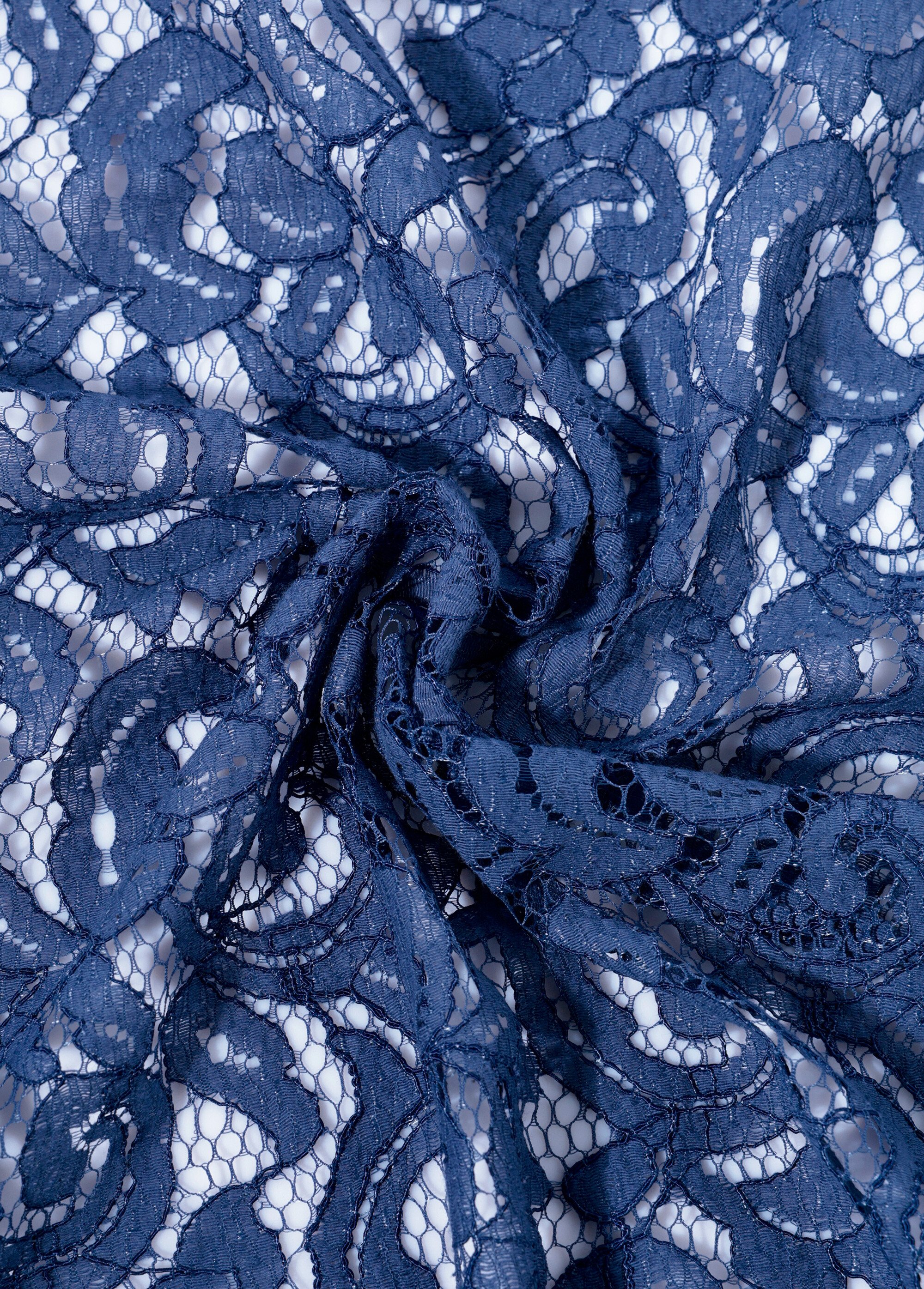 Coupon tissu habillement dentelle volute BLEU COT150528 FA1