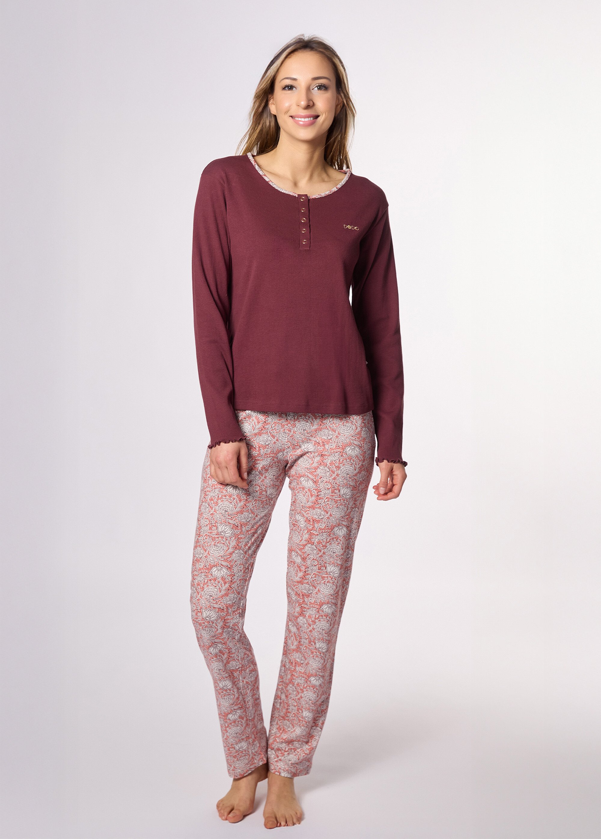 Pyjama à motif et manches longues Femme Rose CTMDF.SOUK.PYK FA1