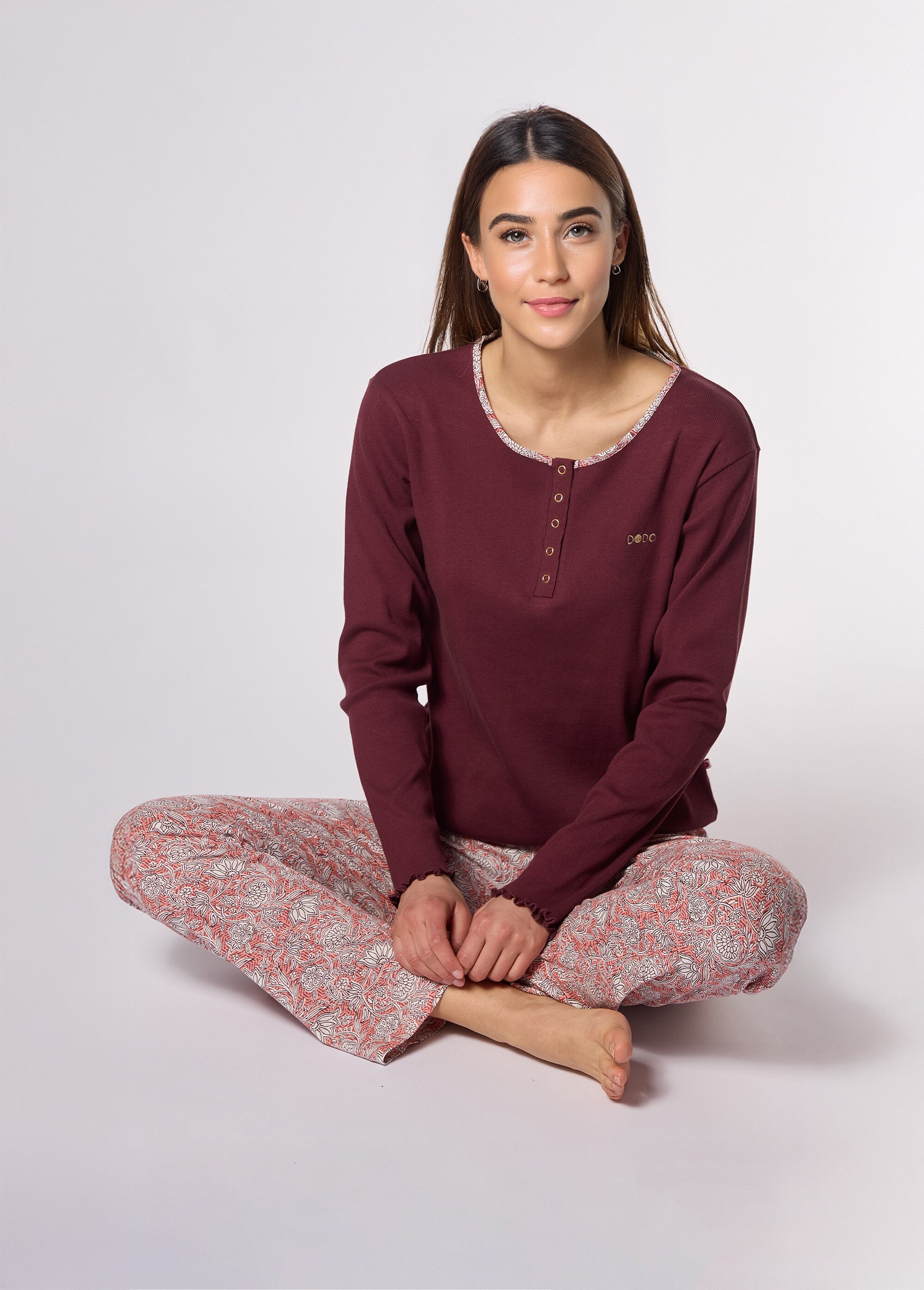 Pyjama à motif et manches longues Femme Rose CTMDF.SOUK.PYK SI1