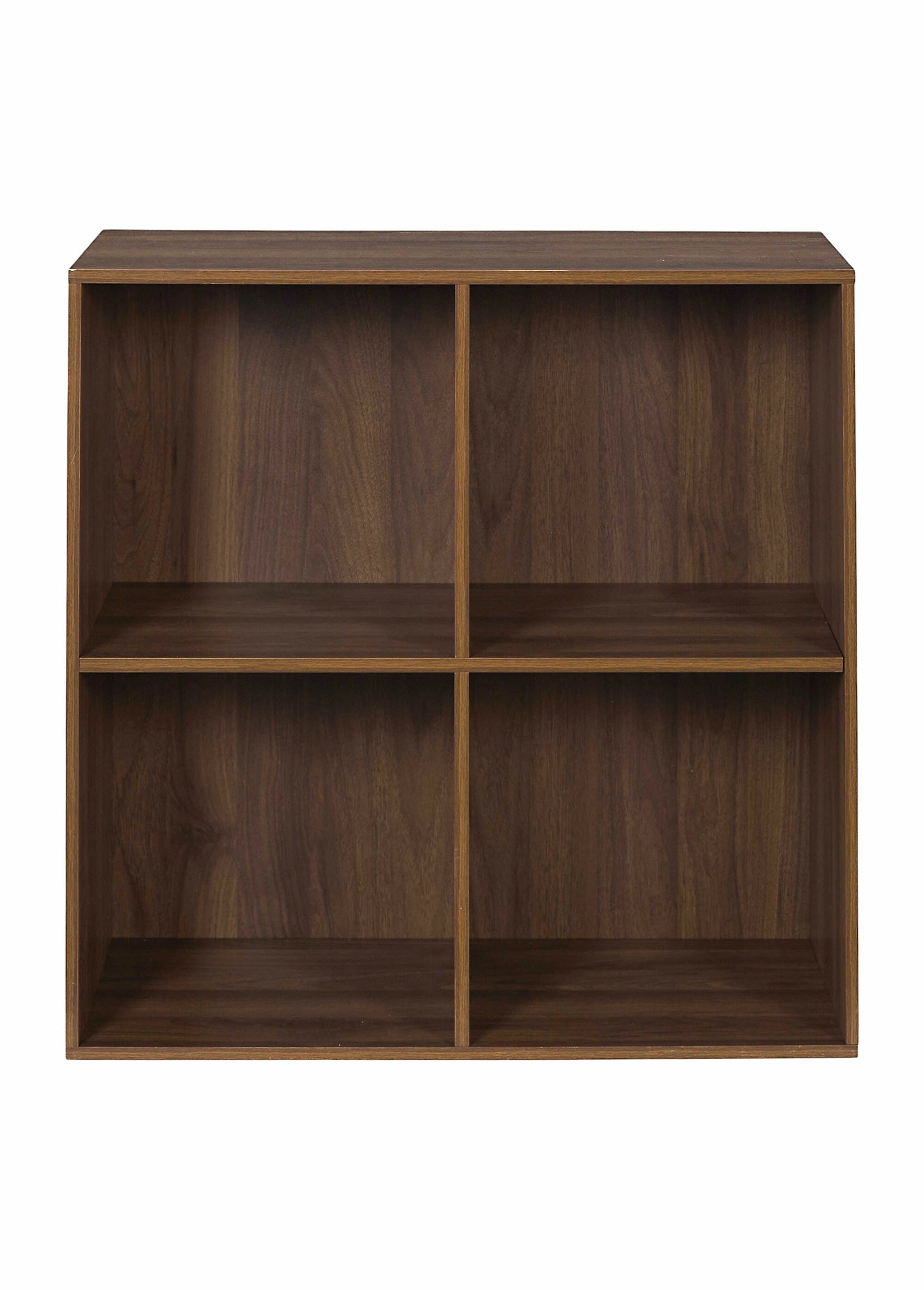 Meuble 4 cases en bois foncé rainuré