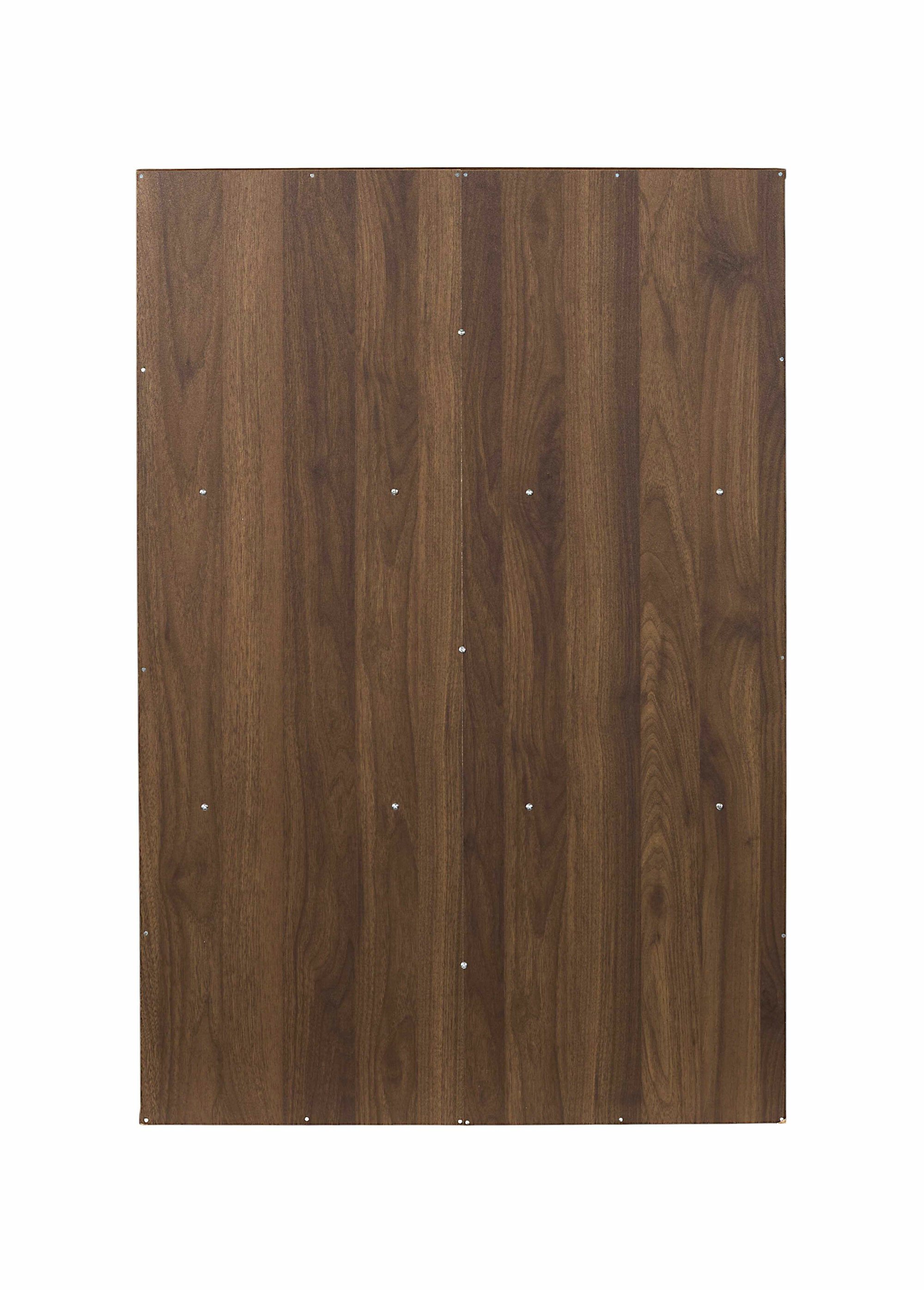 Meuble 6 cases en bois foncé rainuré