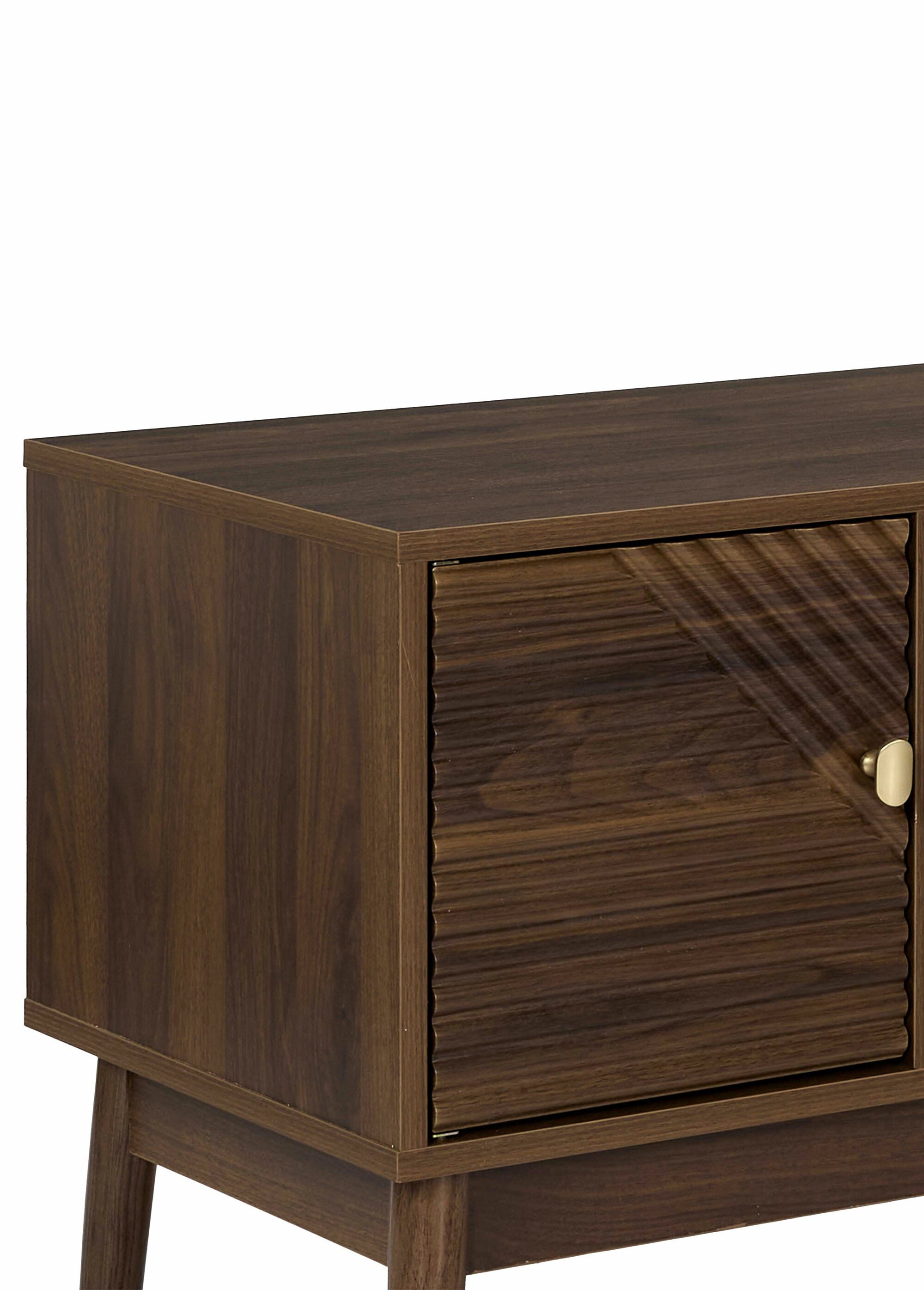 Meuble TV 2 portes en bois foncé rainuré MARRON CMP-HD0562 DE2