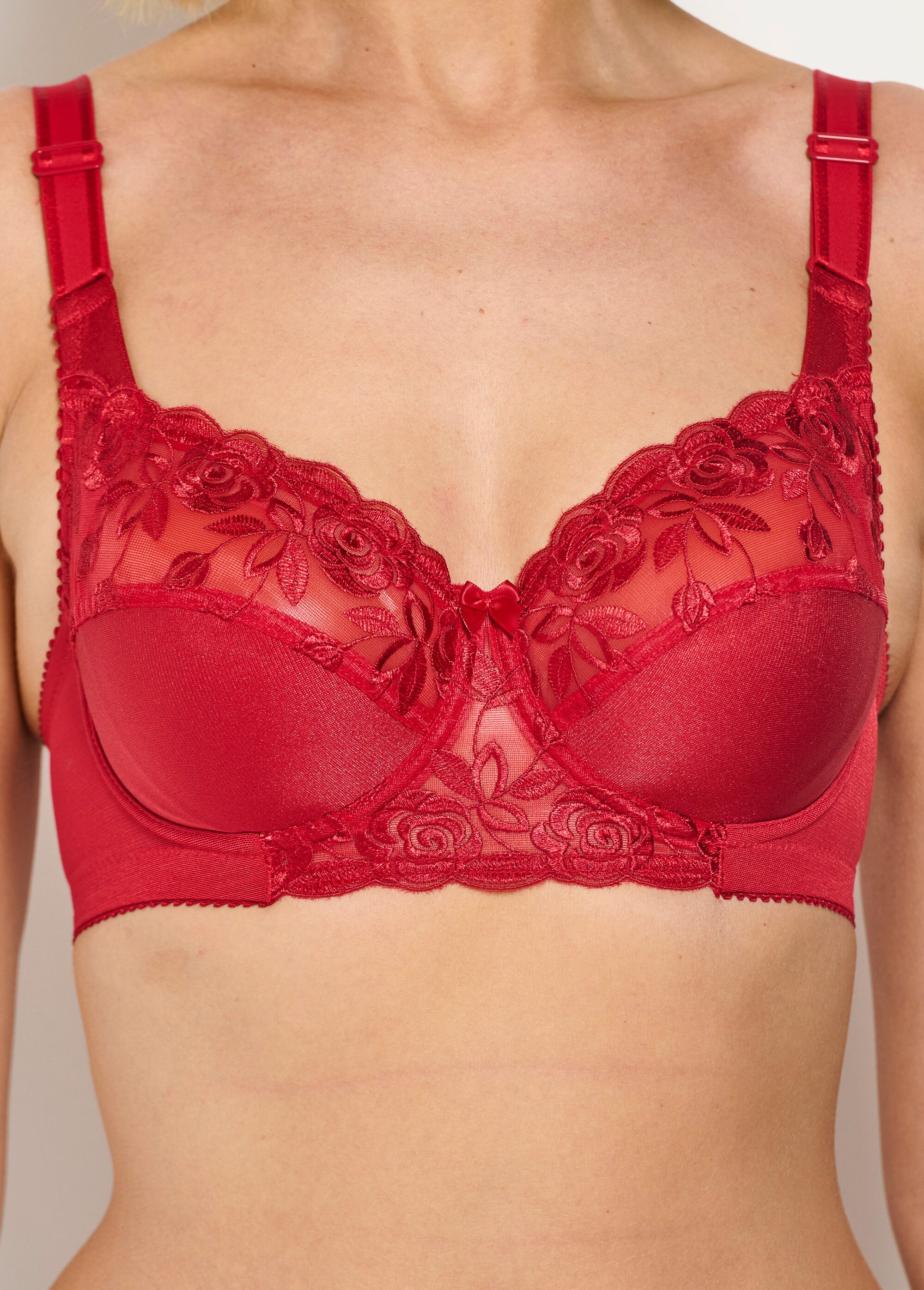 Soutien-gorge avec armatures tulle brodé Femme Rouge VALENCE DE1