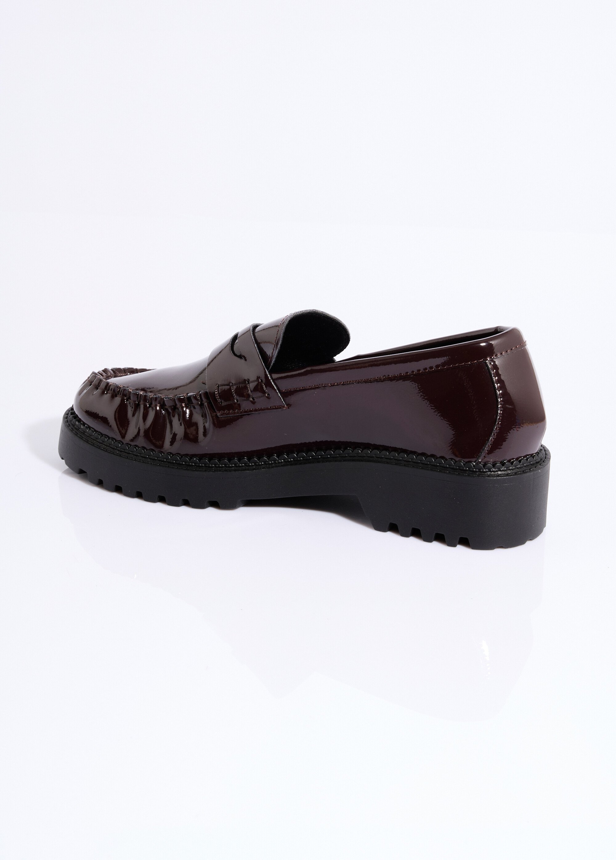 Mocassins vernis semelle épaisse crantée Femme Marron COVGQ8-061 DO1