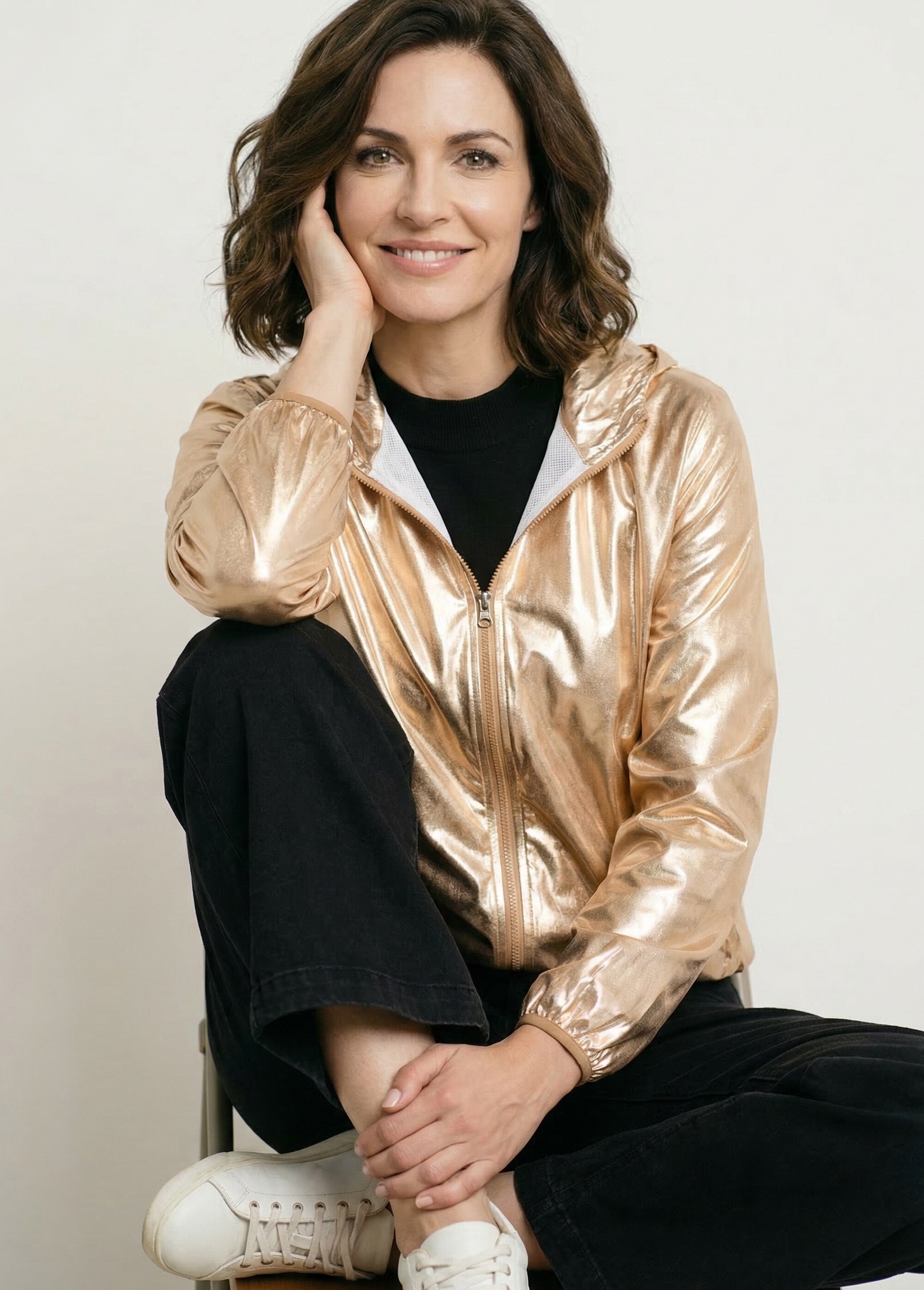 Parka brillante à capuche tendance Femme Doré ANG-HOLLY MV1