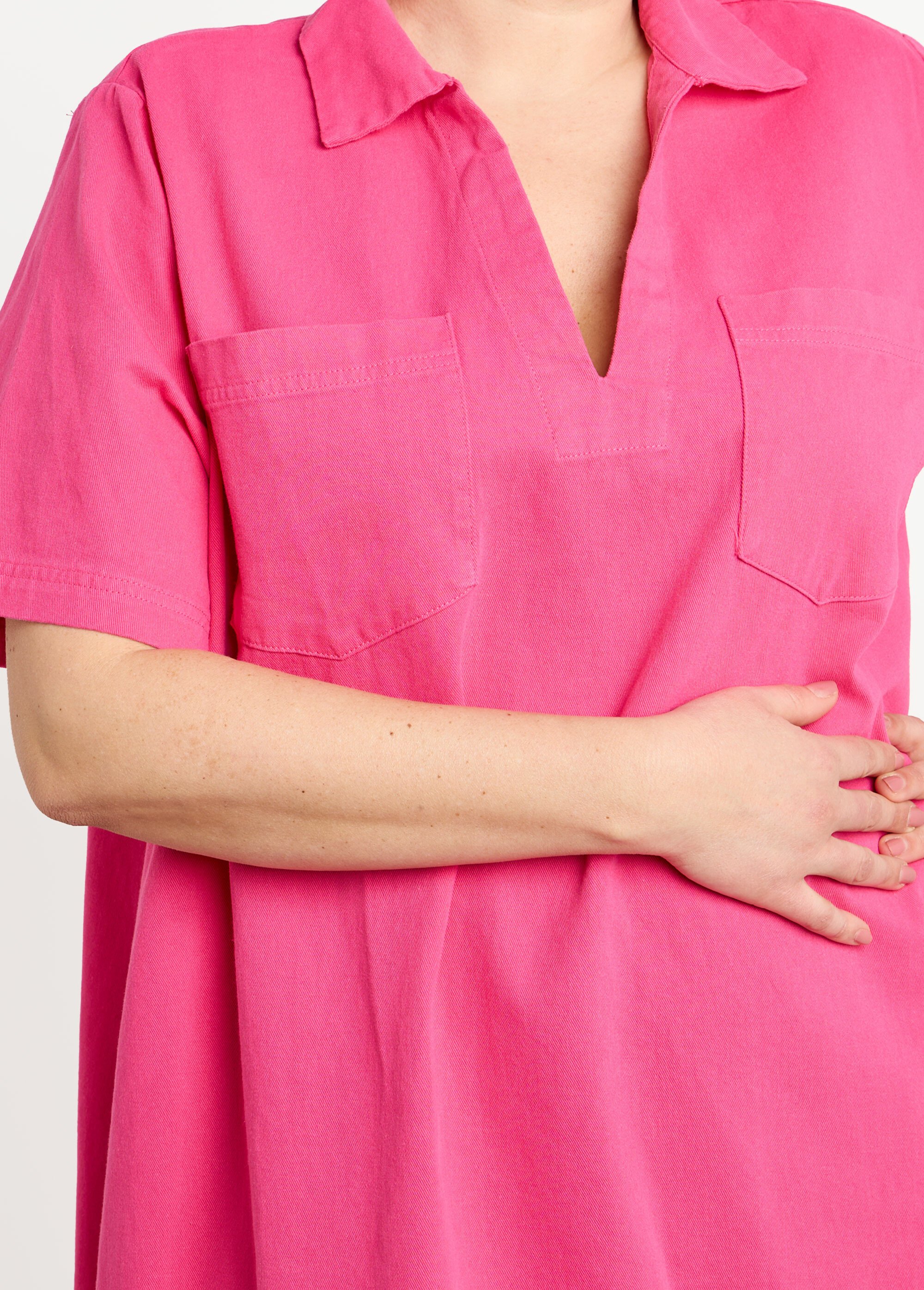 Robe forme housse en toile denim colorée Femme Grande Taille Rose MA-M1170-2255 DE1