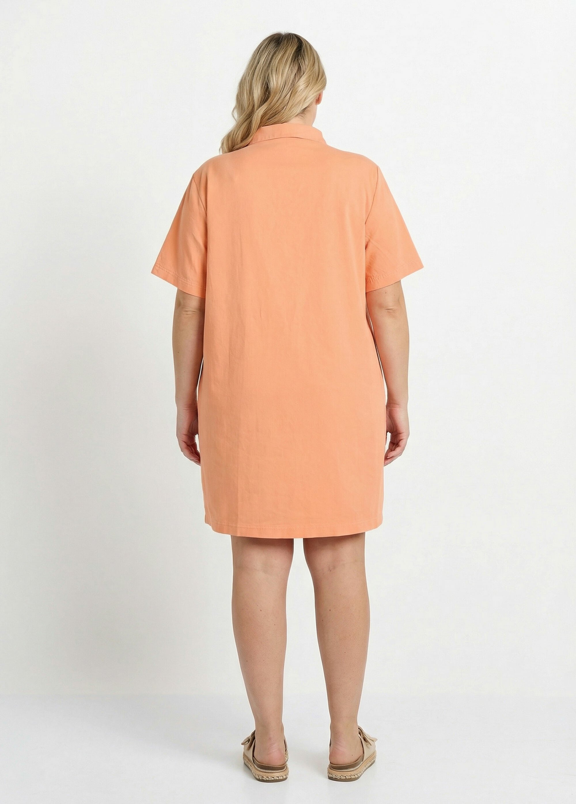 Robe forme housse en toile denim colorée Femme Grande Taille Orange MA-M1170-2255 DO1