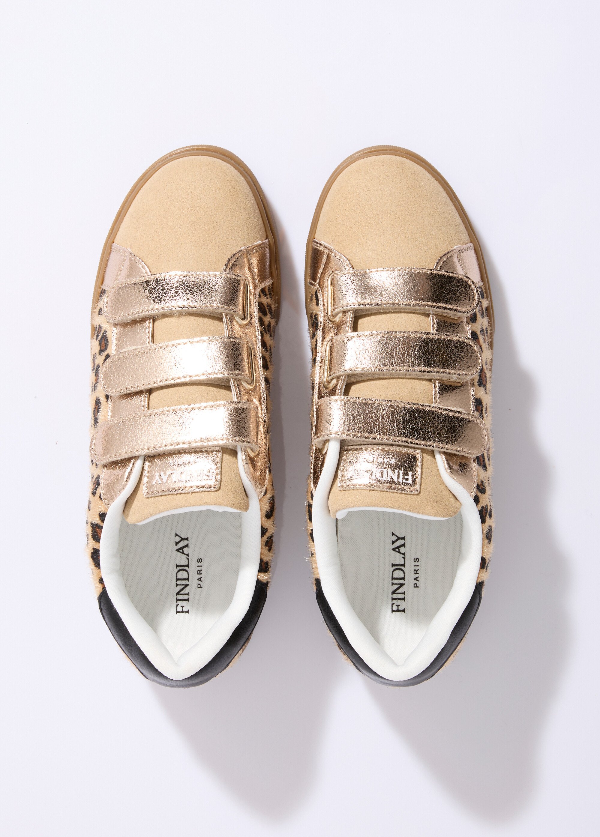 Snakers à scratchs, léopard et métallisé Femme Noir COVFY0976 OV1
