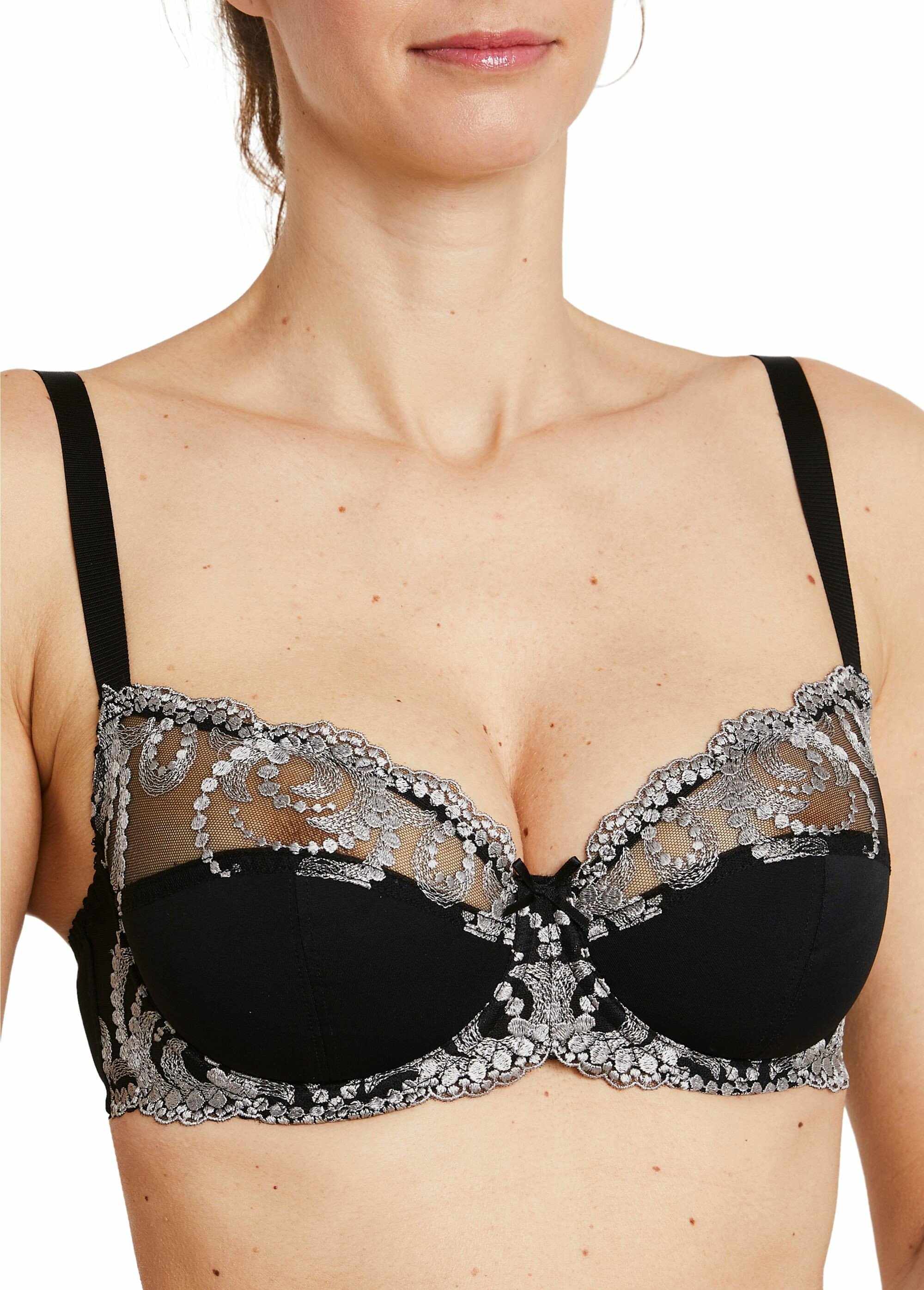 Soutien-gorge avec armatures tulle brodé Femme Noir VARCELO DE1