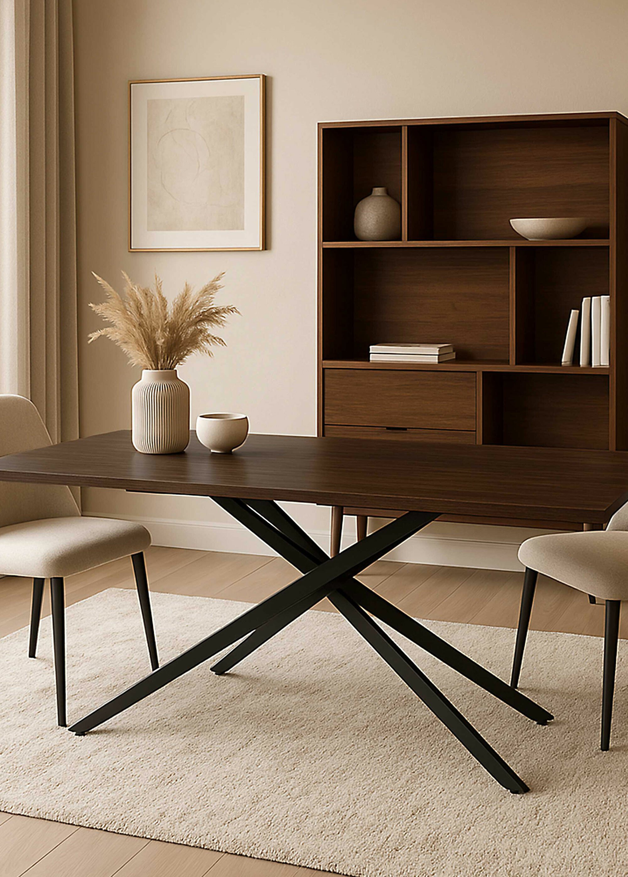 Table à manger extensible en bois foncé MARRON CMP-HD0558 SI1