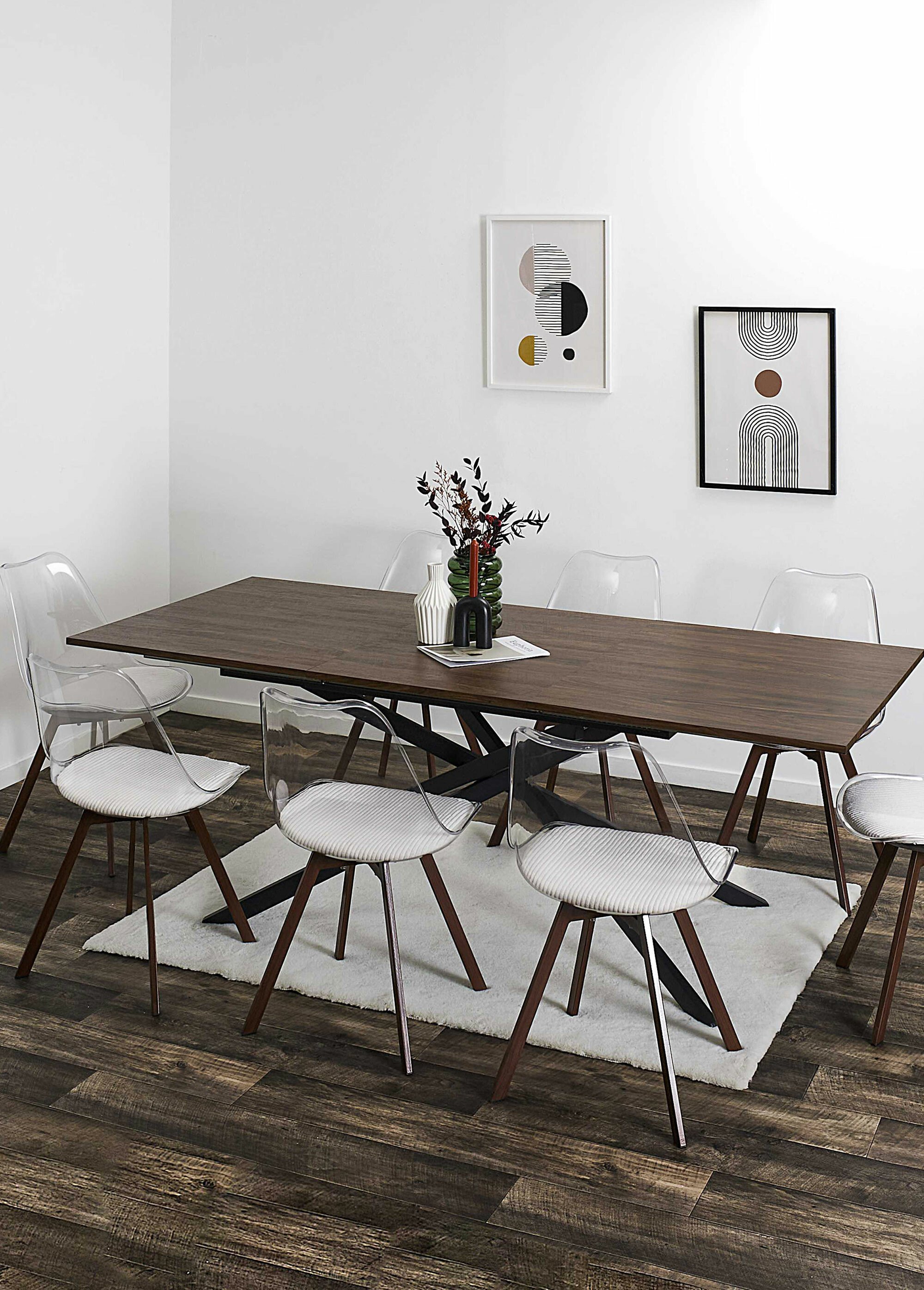 Table à manger extensible en bois foncé MARRON CMP-HD0558 SI2