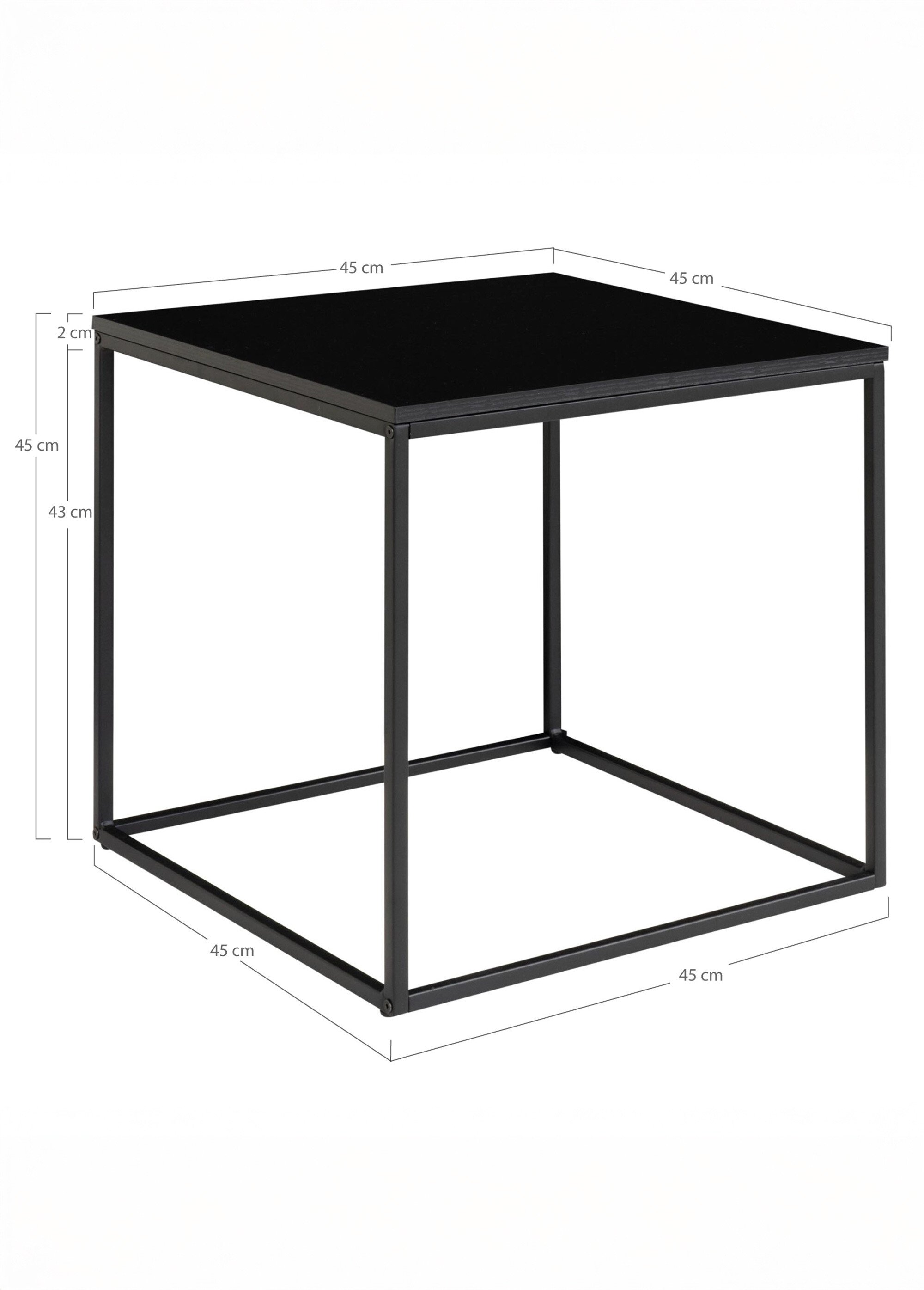 Table d’appoint carrée, piètement acier NOIR HN-2101400 DE2