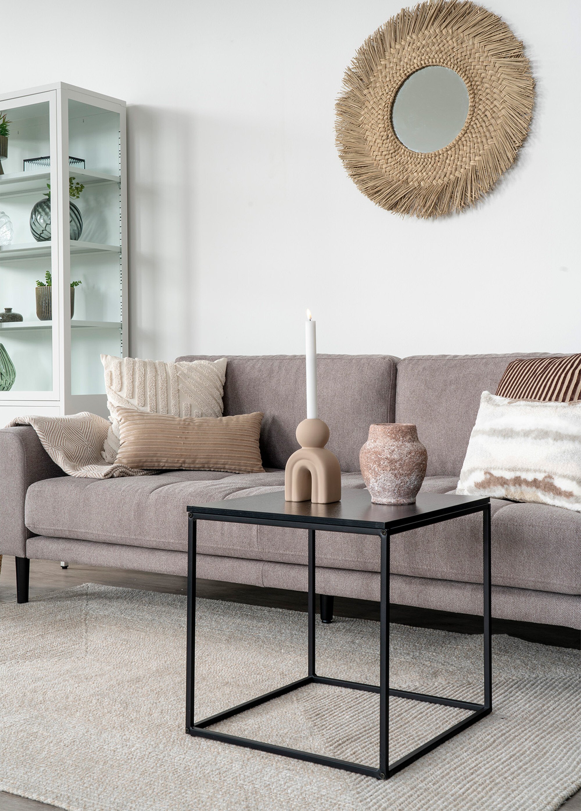 Table d’appoint carrée, piètement acier NOIR HN-2101400 SI1