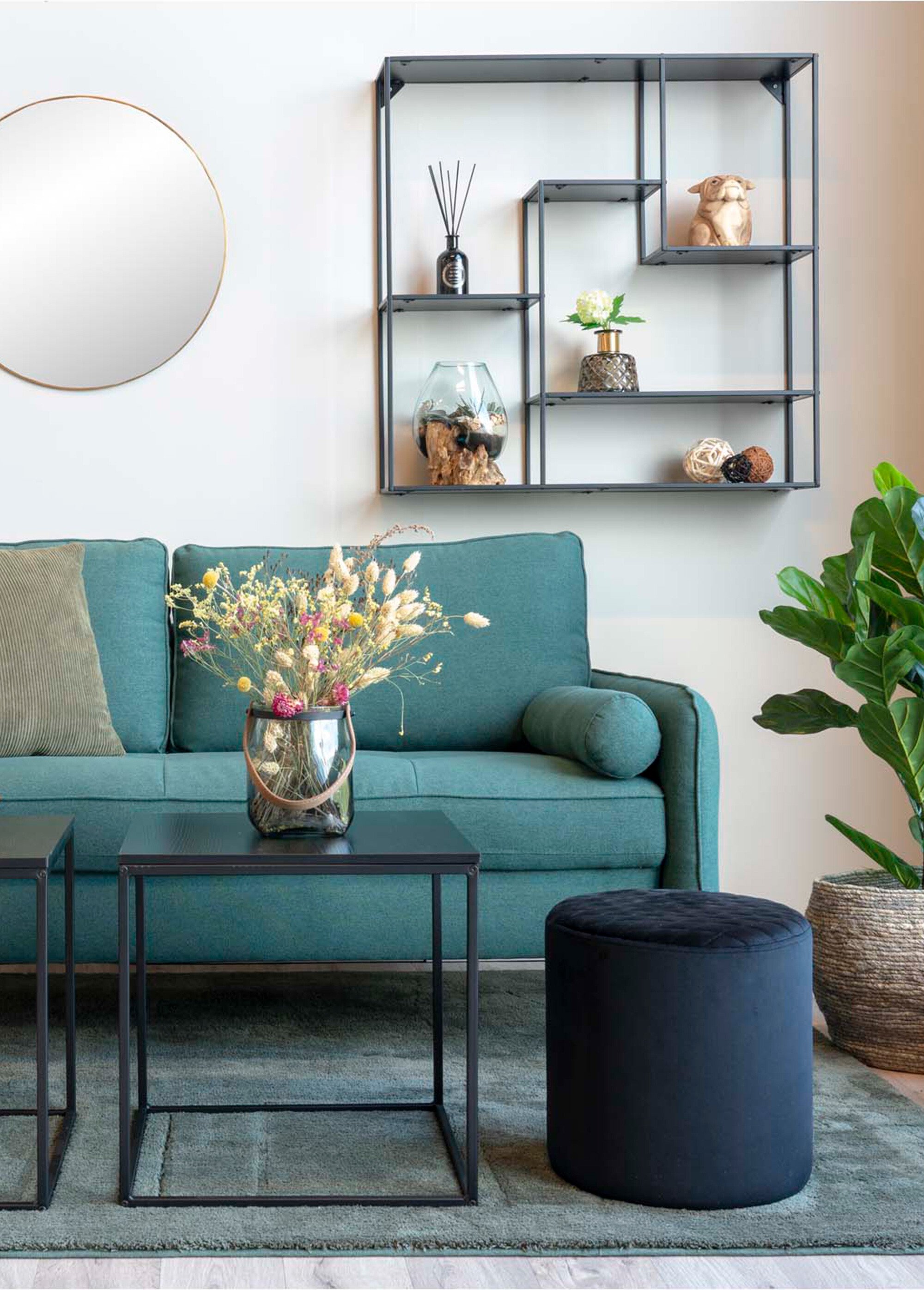 Table d’appoint carrée, piètement acier NOIR HN-2101400 SI2