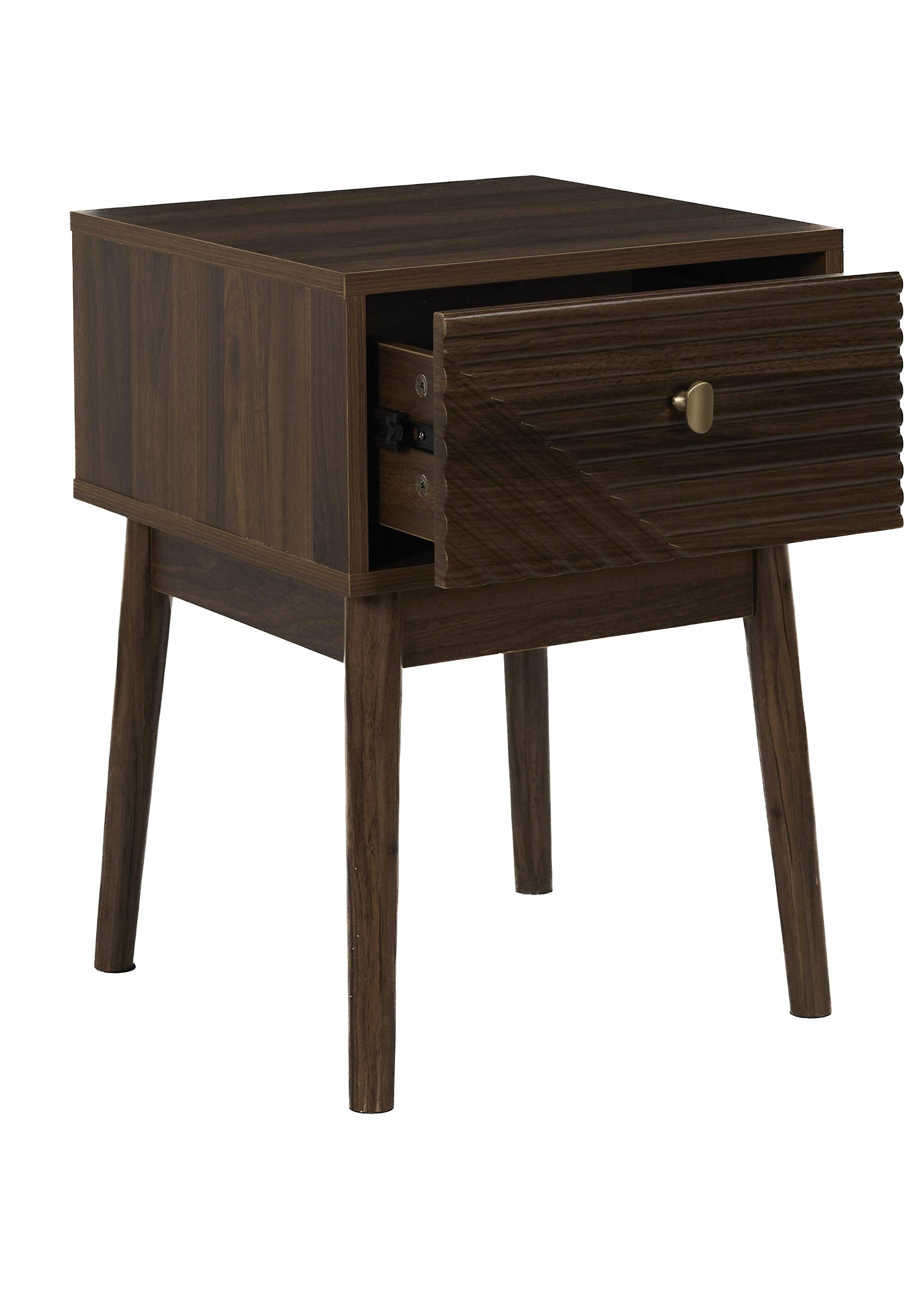 Table de chevet en bois foncé rainuré MARRON CMP-HD0559 DE2