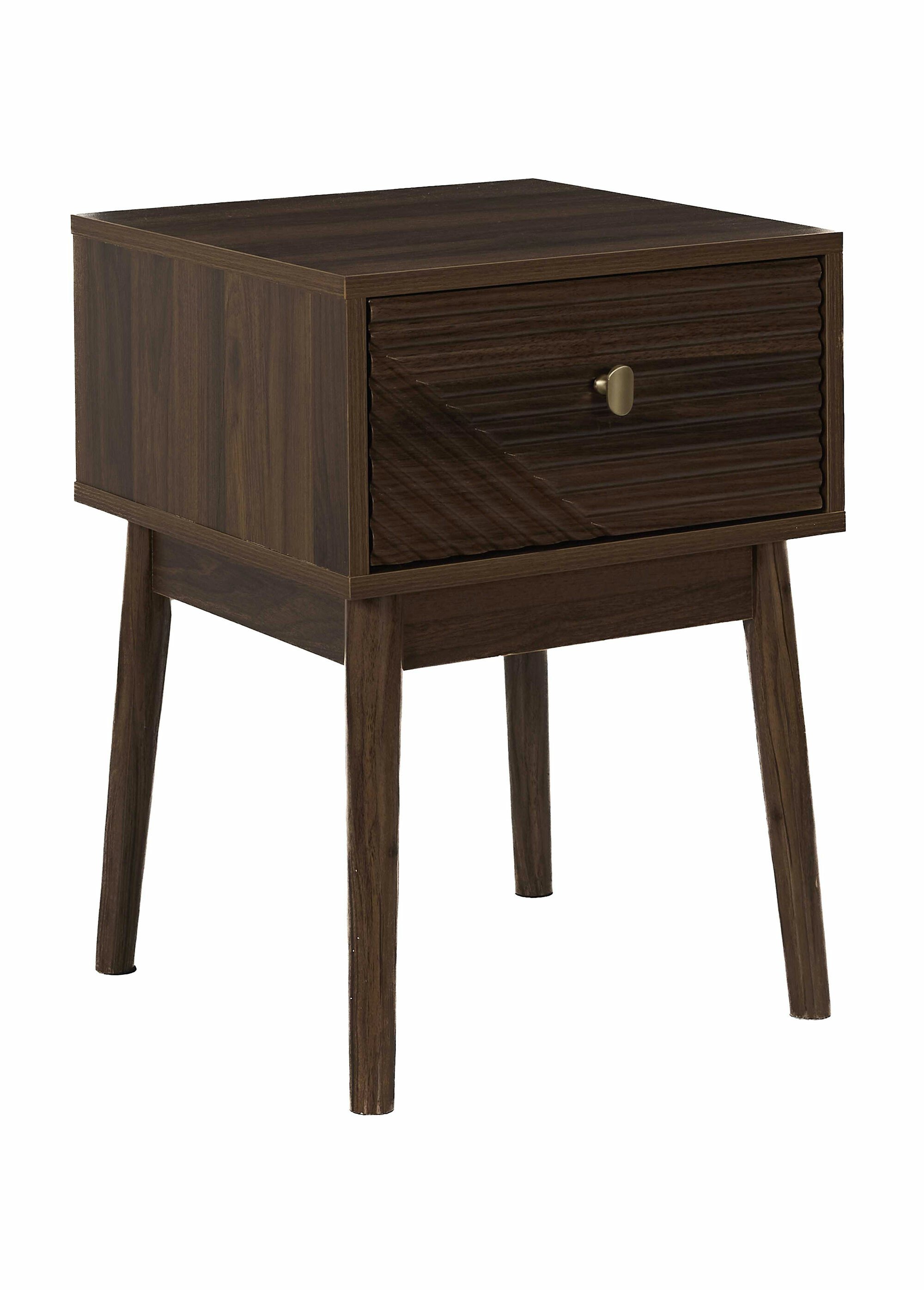 Table de chevet en bois foncé rainuré MARRON CMP-HD0559 FA1