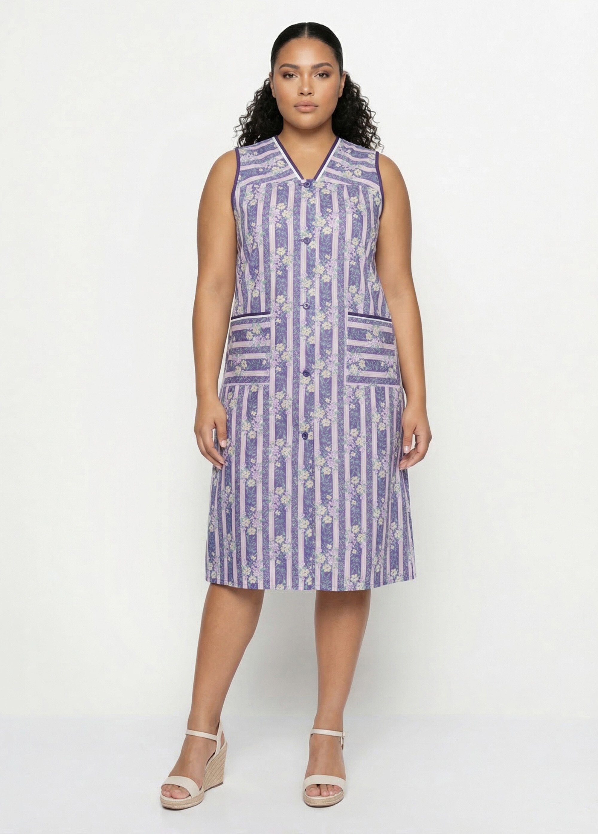 Tablier boutonné sans manches Femme Violet AGATHE FA1