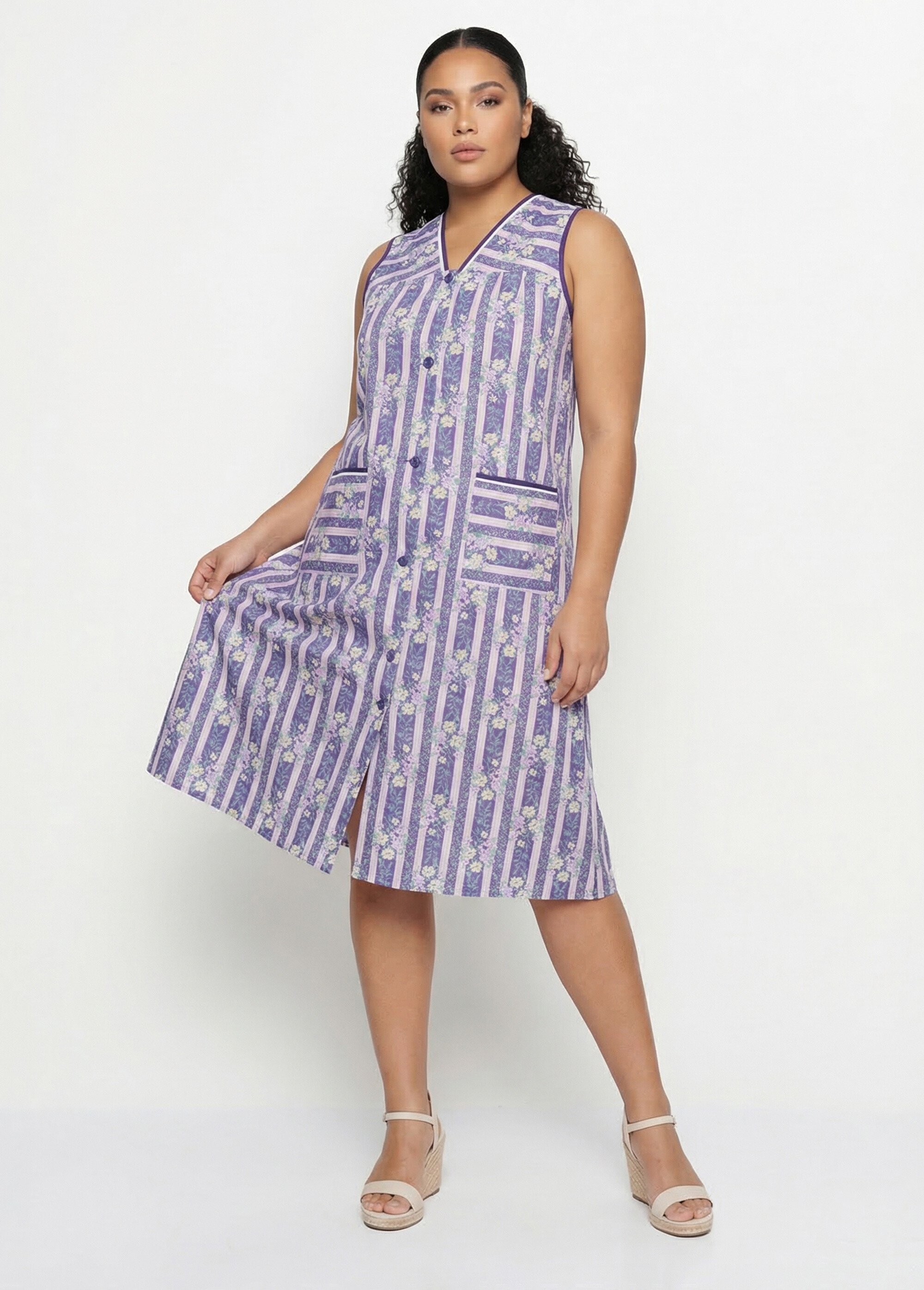 Tablier boutonné sans manches Femme Violet AGATHE MV1