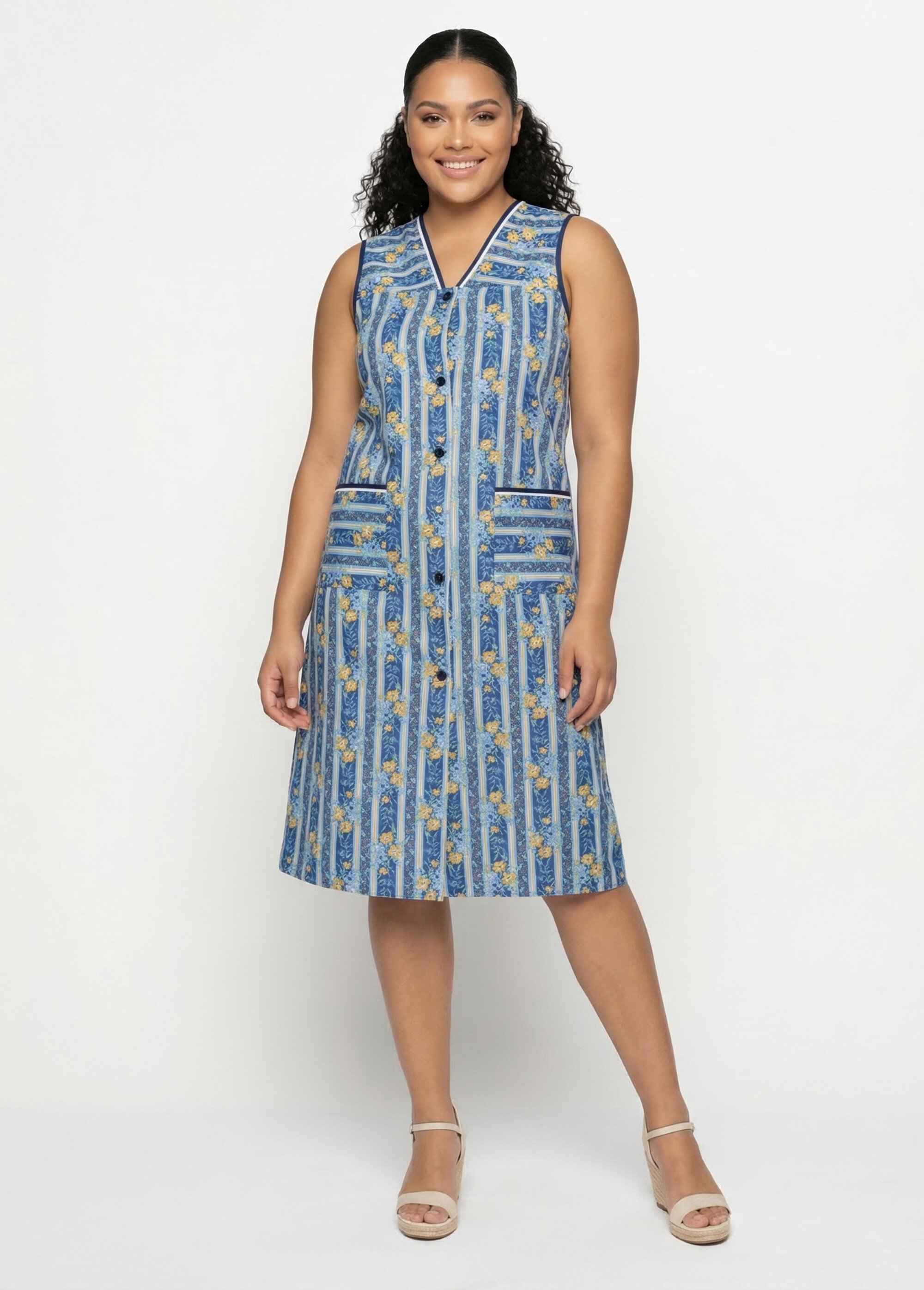 Tablier boutonné sans manches Femme Bleu AGATHE FA1