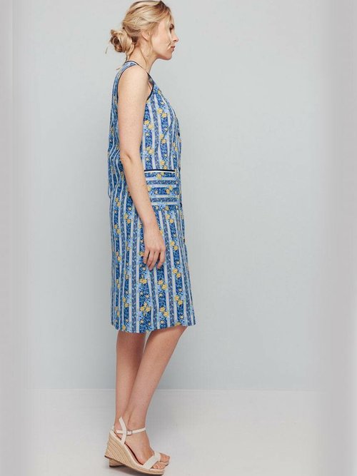 Tablier boutonné sans manches Femme Bleu AGATHE CO1