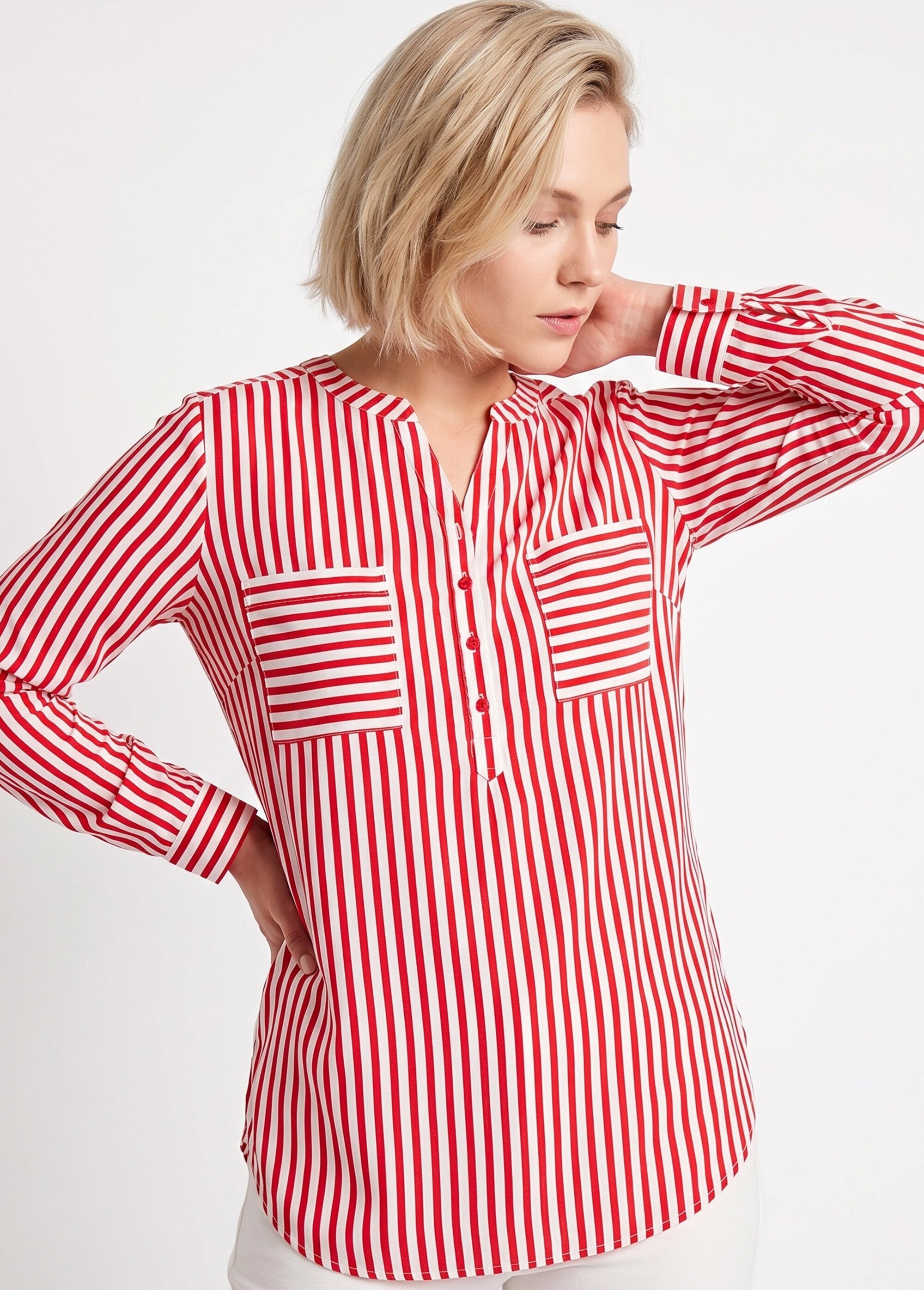 Tunique liquette longue rayée Femme Rouge CELTIC MV1