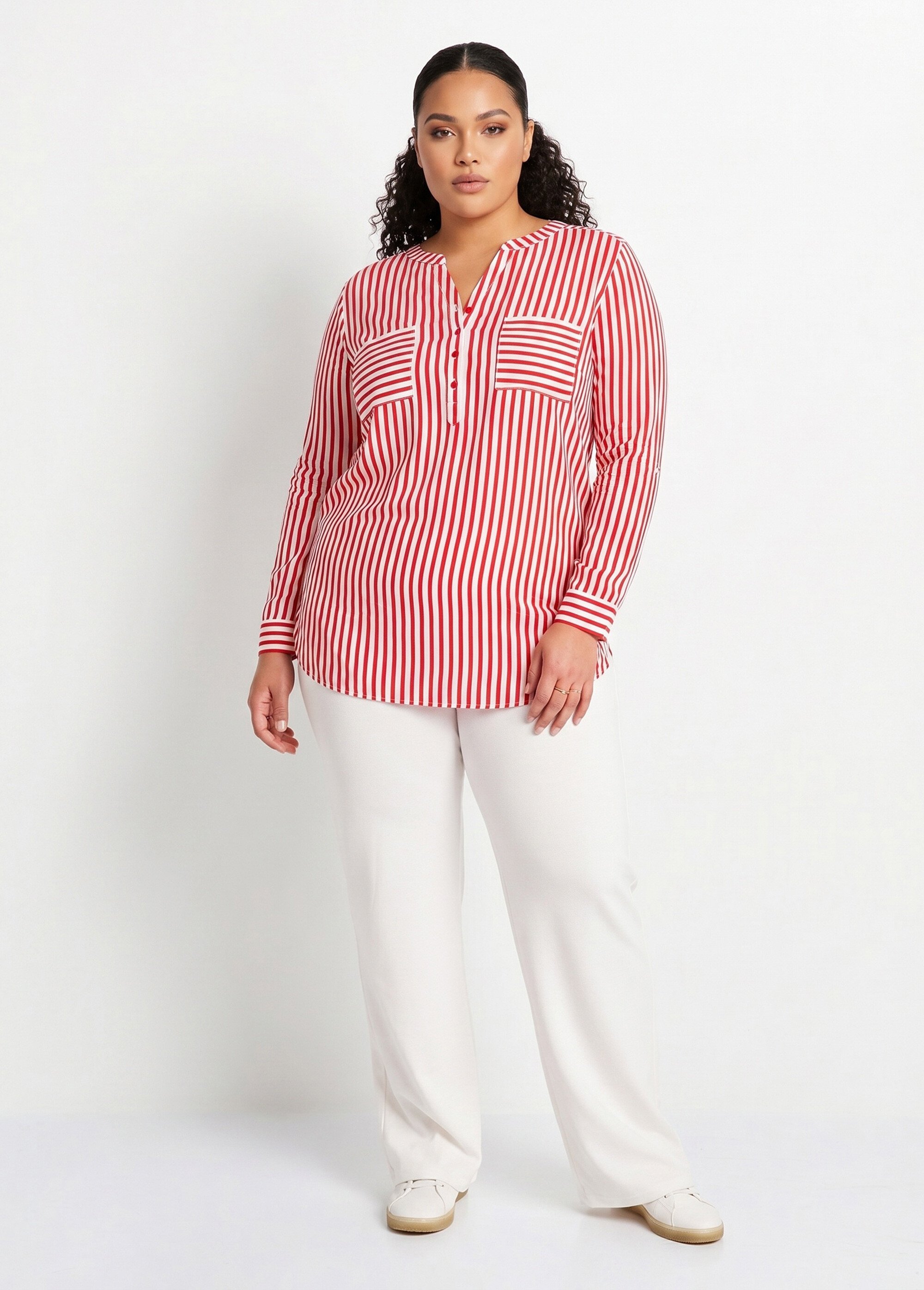 Tunique liquette longue rayée Femme Grande Taille Rouge CELTIC SI1