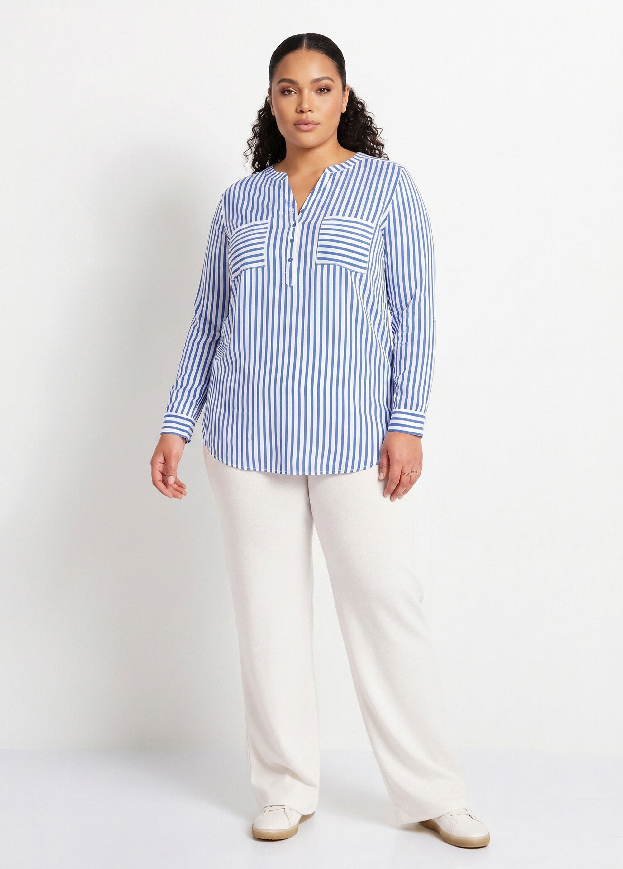 Tunique liquette longue rayée Femme Grande Taille Bleu CELTIC SI1