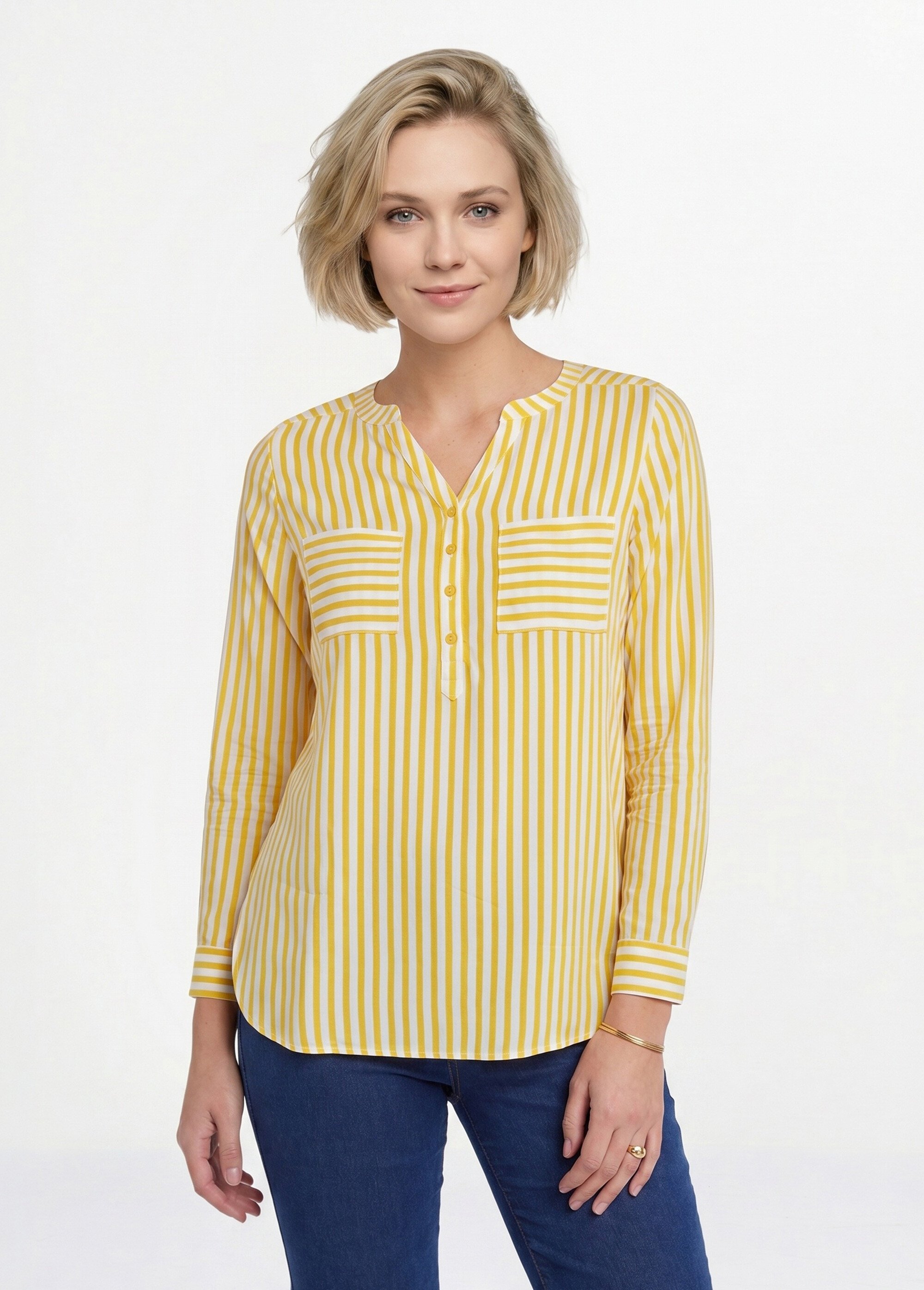Tunique liquette longue rayée Femme Jaune CELTIC FA1