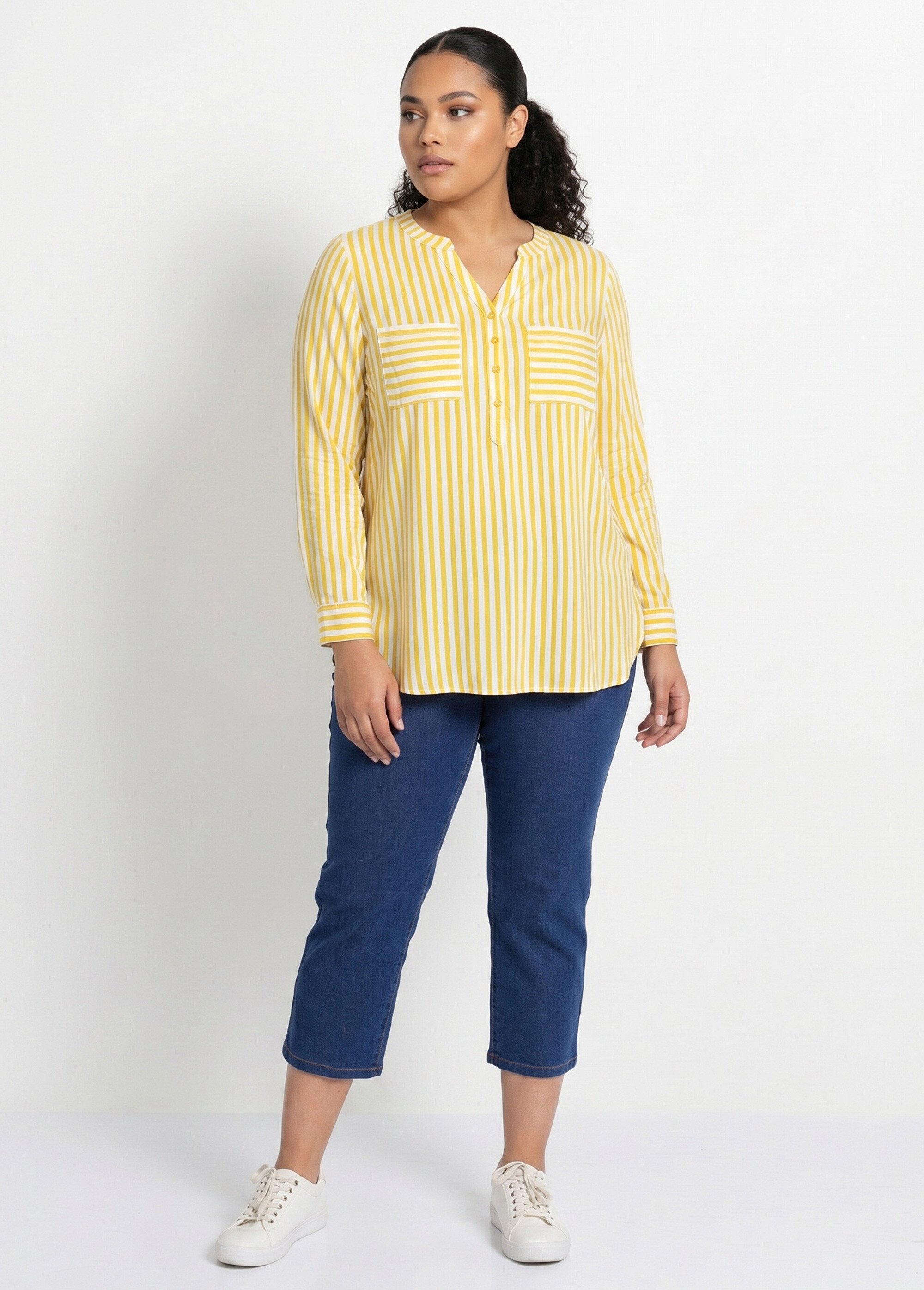 Tunique liquette longue rayée Femme Grande Taille Jaune CELTIC SI1