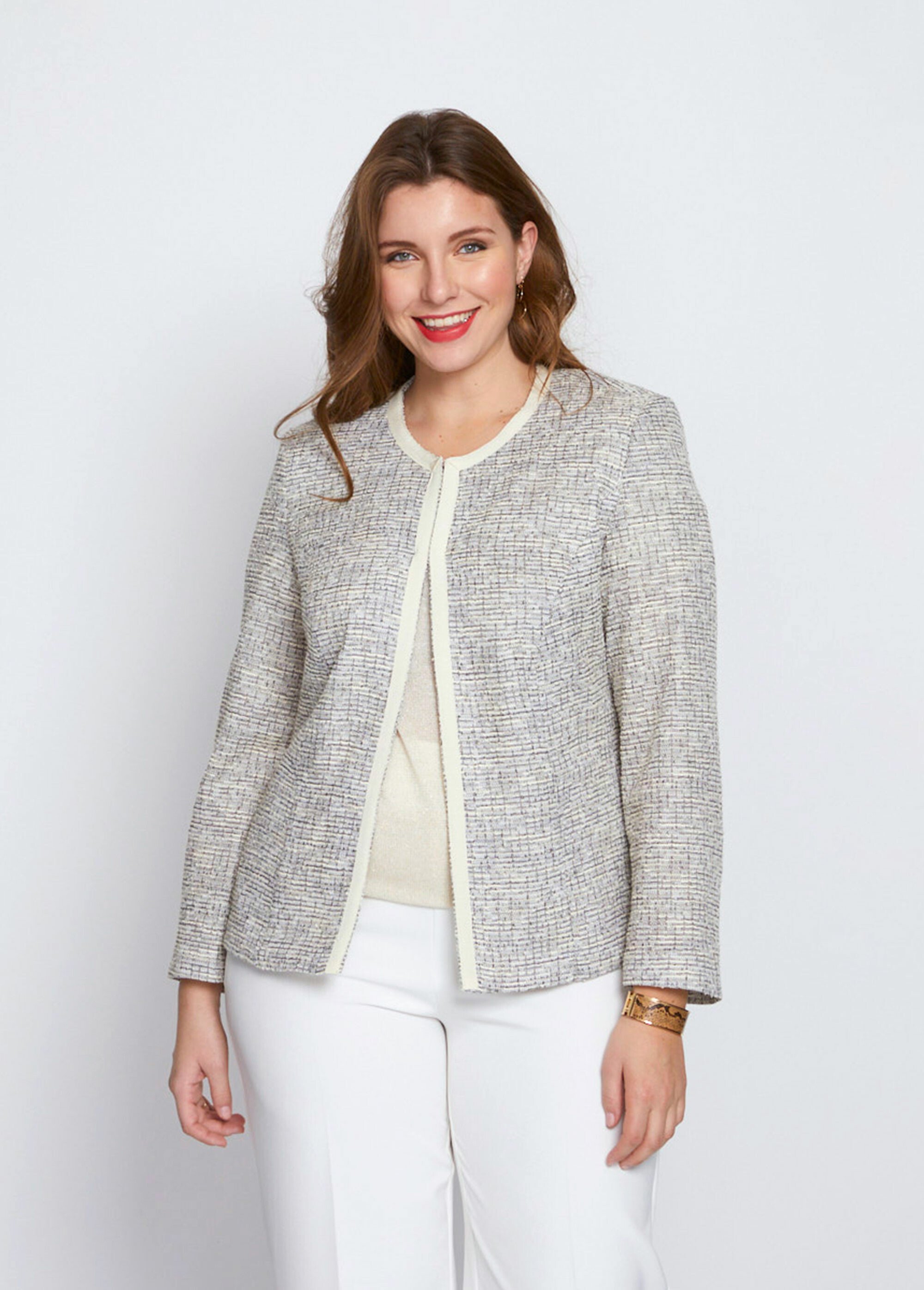 Veste bord à bord tissu effet tweed