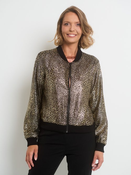 Veste style bomber imprimé métallisé Femme Noir ANG-HELMIANSEQ FA2